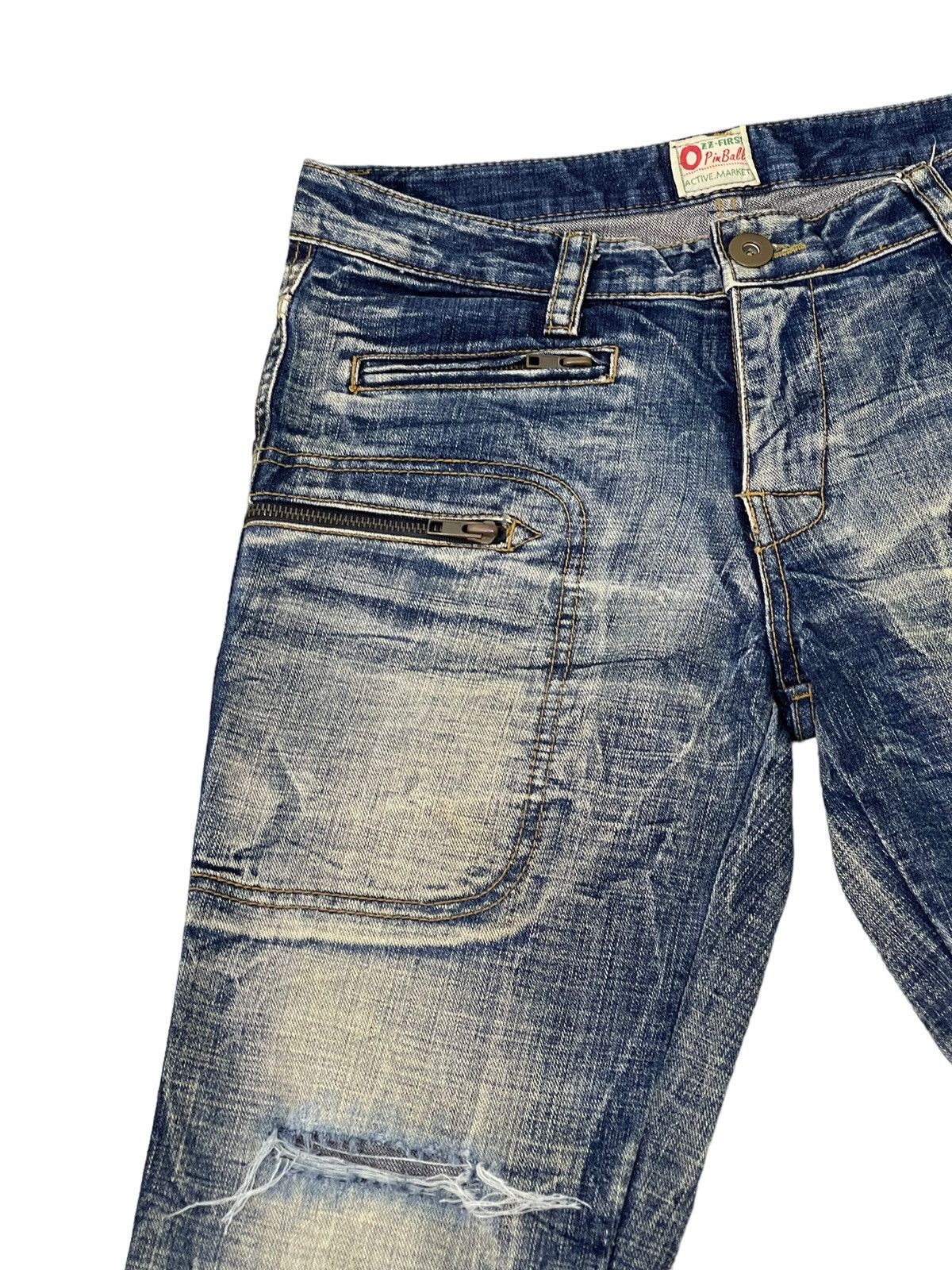 Japanese Brand Flare Jeans Ozz Pinballs Distress Acid Wash Boot Cut 5🟦5 Size US 30 / EU 46 - 8 Thumbnail