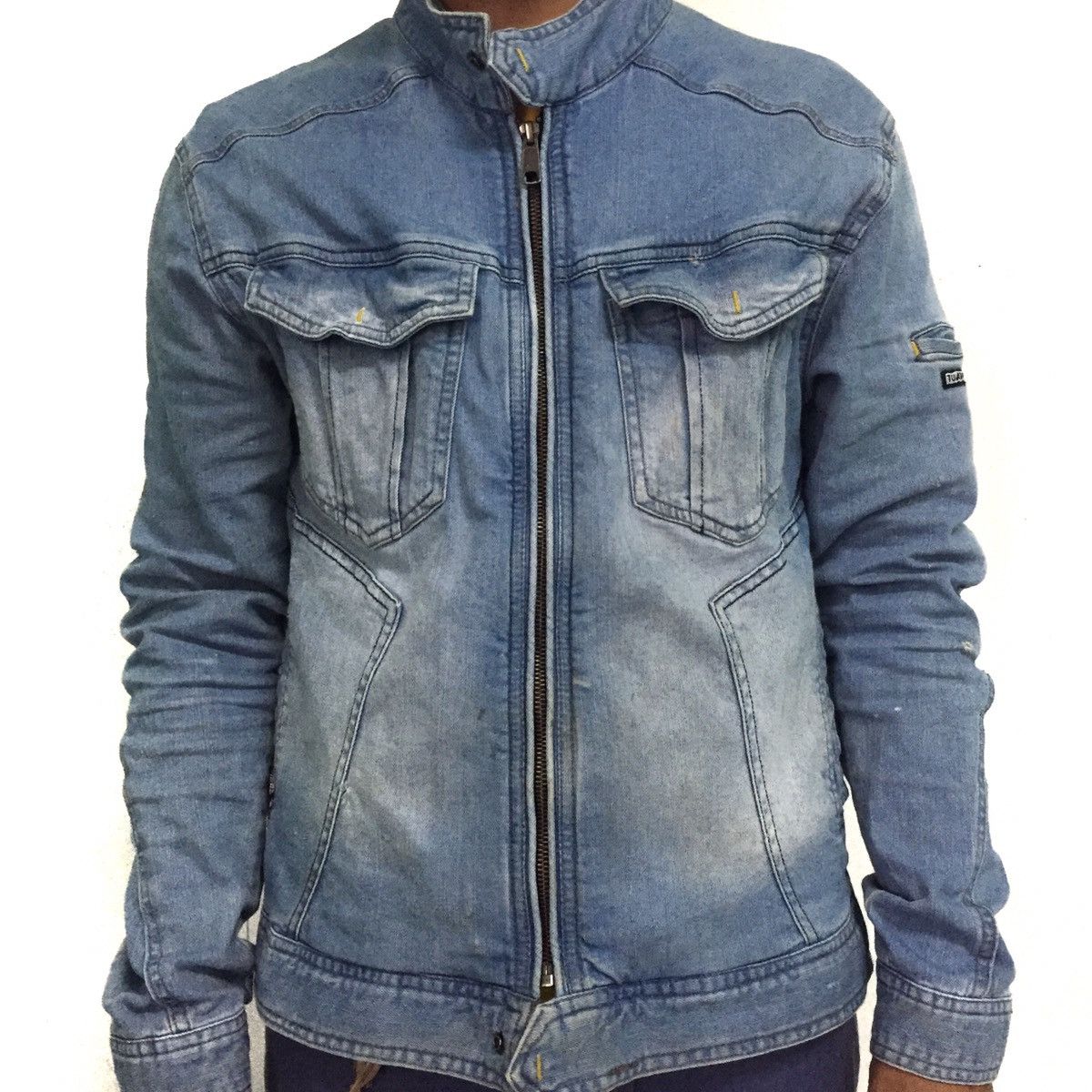 image of Rugged Jeans Jacket Stretchable Elbow Part, Men's (Size Large)