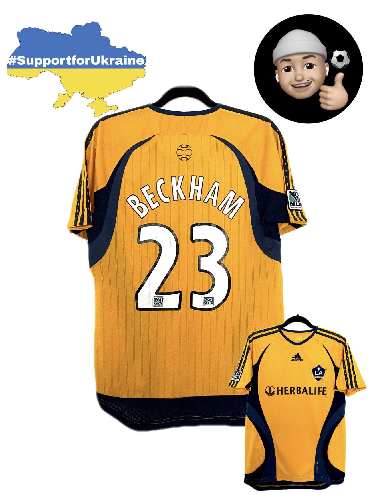 image of 2007 2008 Player Issue La Galaxy Beckham Adidas Home Jersey in Yellow, Men's (Size Small)