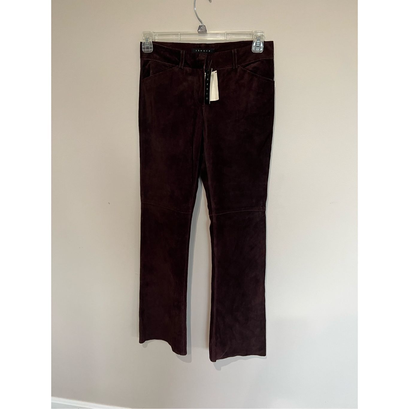 Theory NWT Pants Women's Merlot Suede Leather Fully Lined Bo
