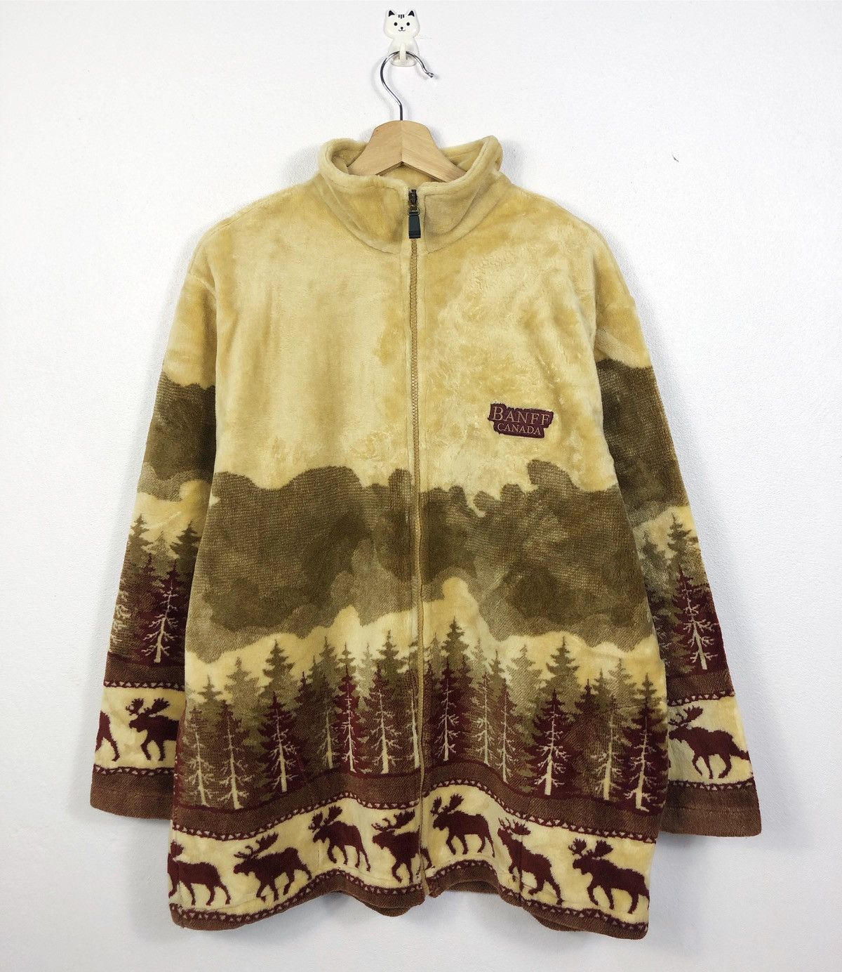 Rare Vintage Banff Canada Printed Fleece Jacket Nice Design
