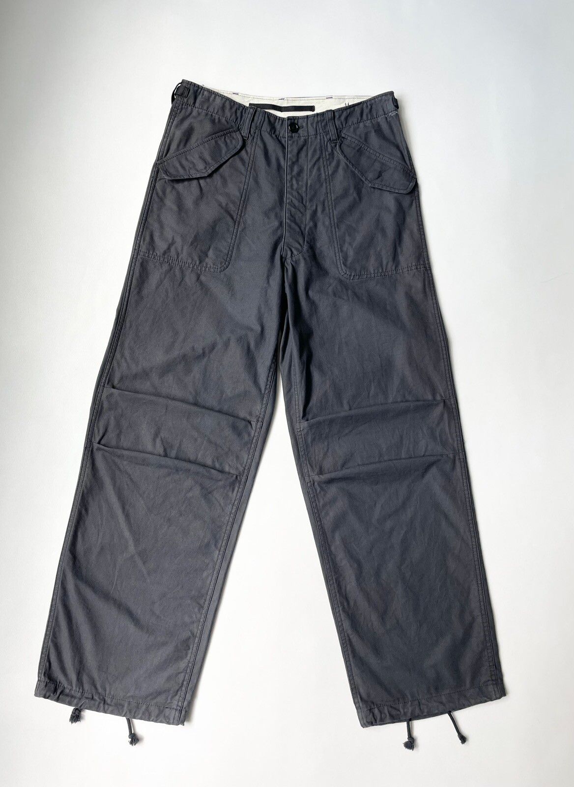 Pre-owned Comme Des Garçons Homme Deux A/w 09 Wide Leg Cargo Trousers In Washed Dark Grey