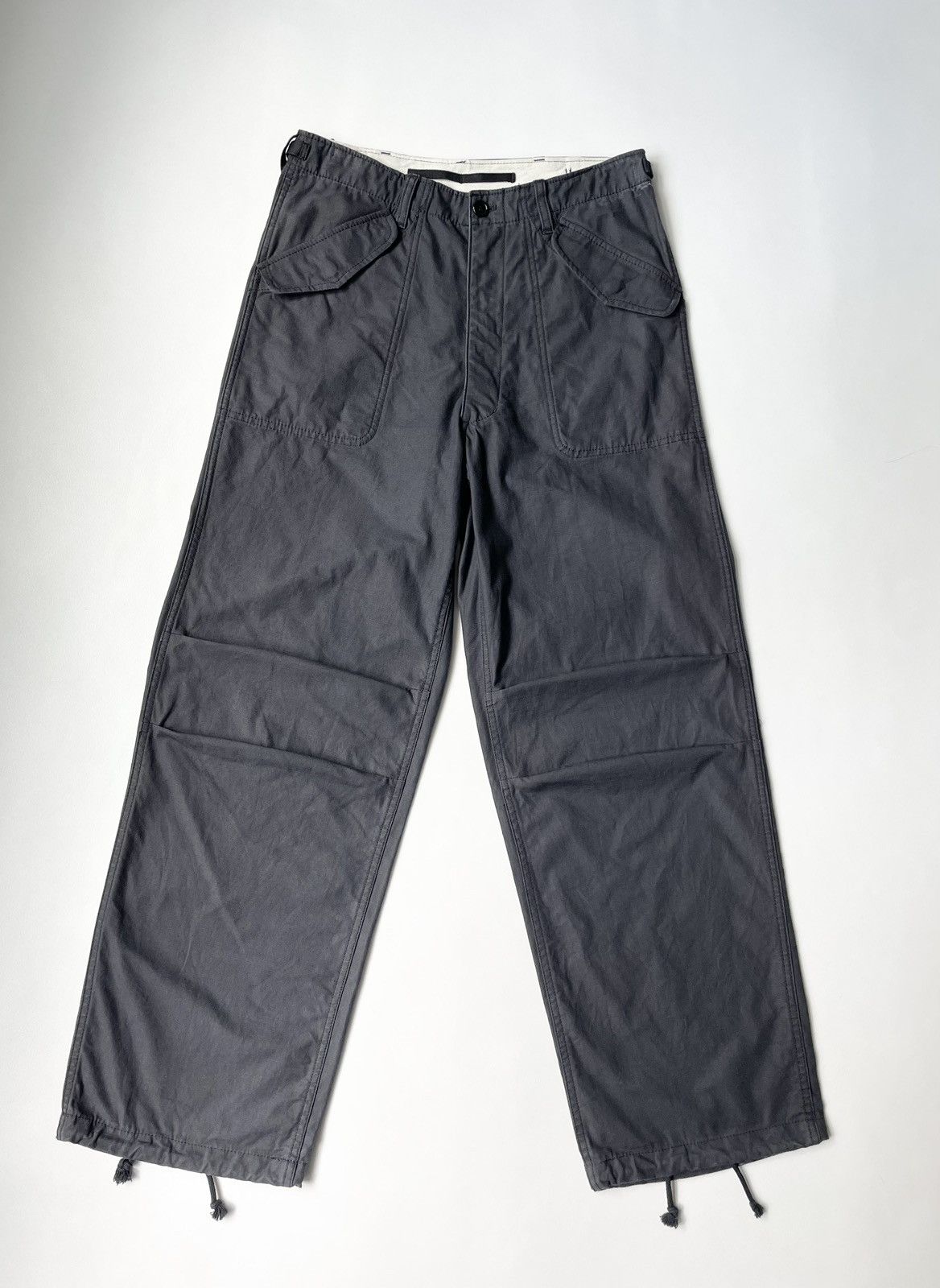 image of Comme Des Garcons Homme A/w 09 Wide Leg Cargo Trousers in Washed Dark Grey, Men's (Size 32)