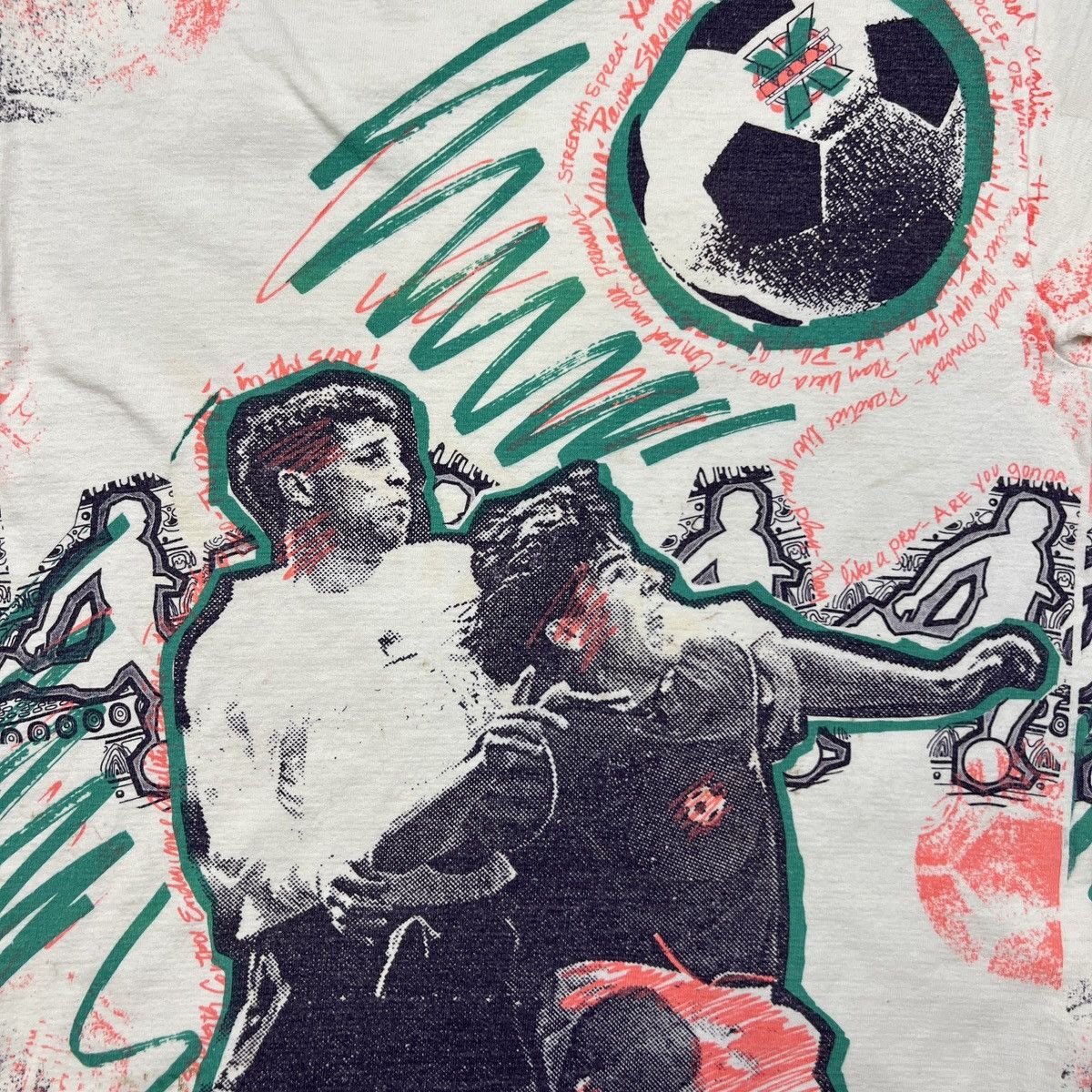 Vintage Vintage 90s Soccer T Shirt AOP Single Stitch USA Sports Tee Size US M / EU 48-50 / 2 - 2 Thumbnail