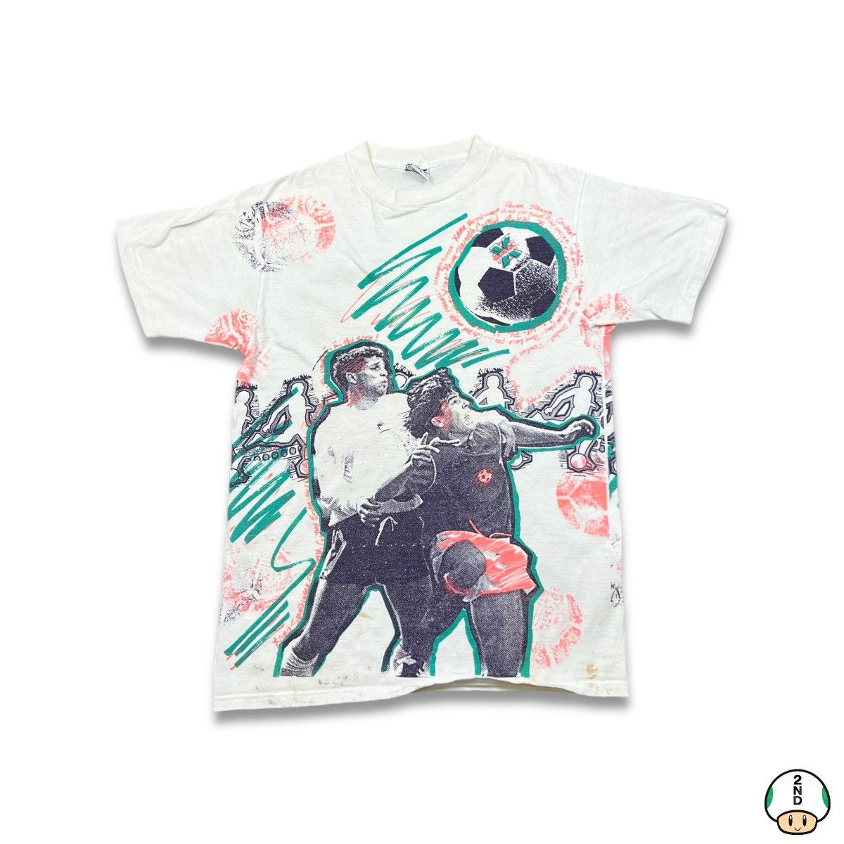 Vintage Vintage 90s Soccer T Shirt AOP Single Stitch USA Sports Tee Size US M / EU 48-50 / 2 - 1 Thumbnail