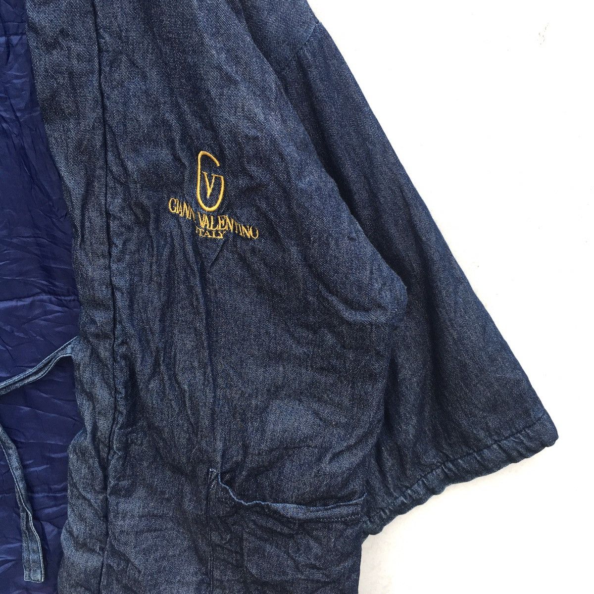 Japanese Brand Rare Gianni Valentino Italy Haori Noragi Denim Kimono Size US XL / EU 56 / 4 - 5 Thumbnail