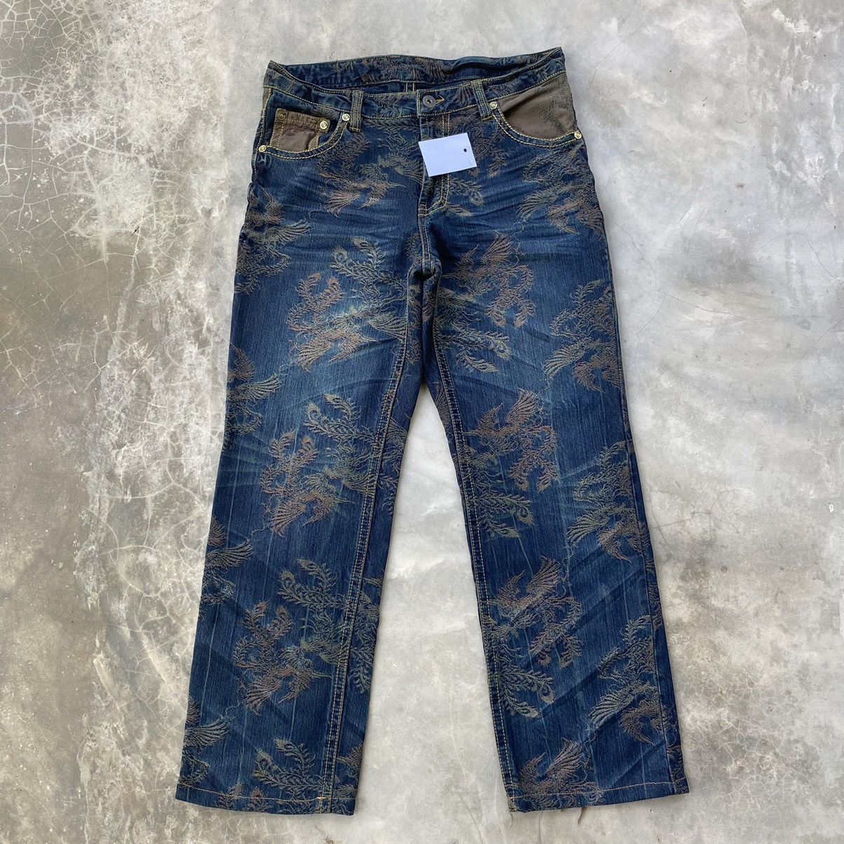 Japanese Brand Japanese brand phoenix all over embroidery baggy jeans Size US 34 / EU 50 - 5 Thumbnail