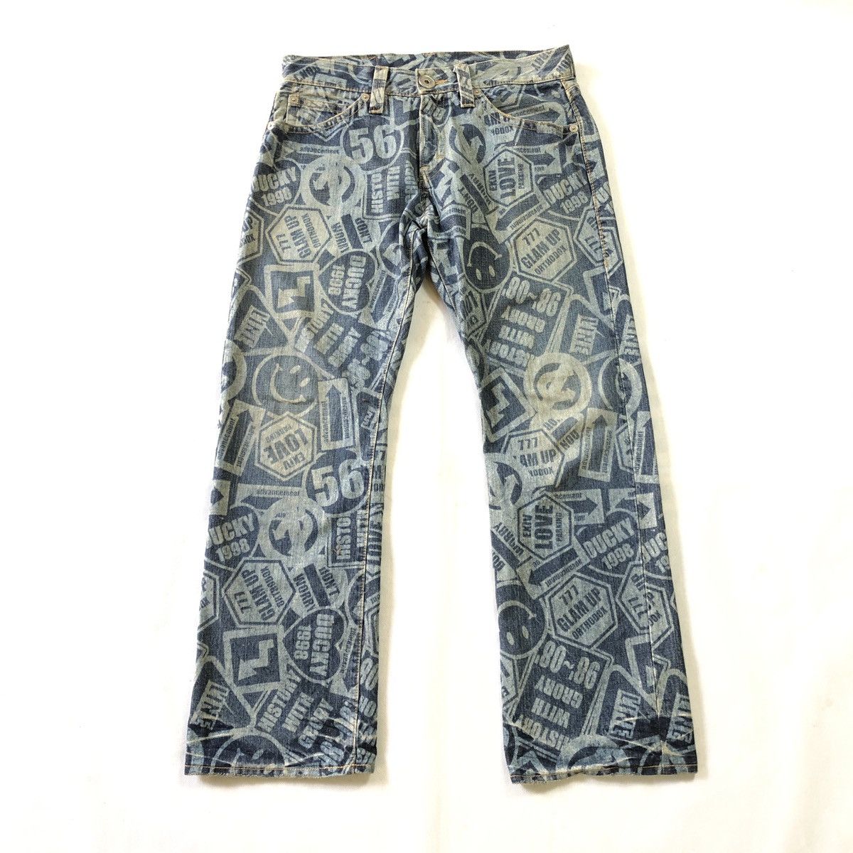 image of Hysteric Glamour Hysteric Design Co & Lu Overprint Pant in Blue Wash, Men's (Size 31)