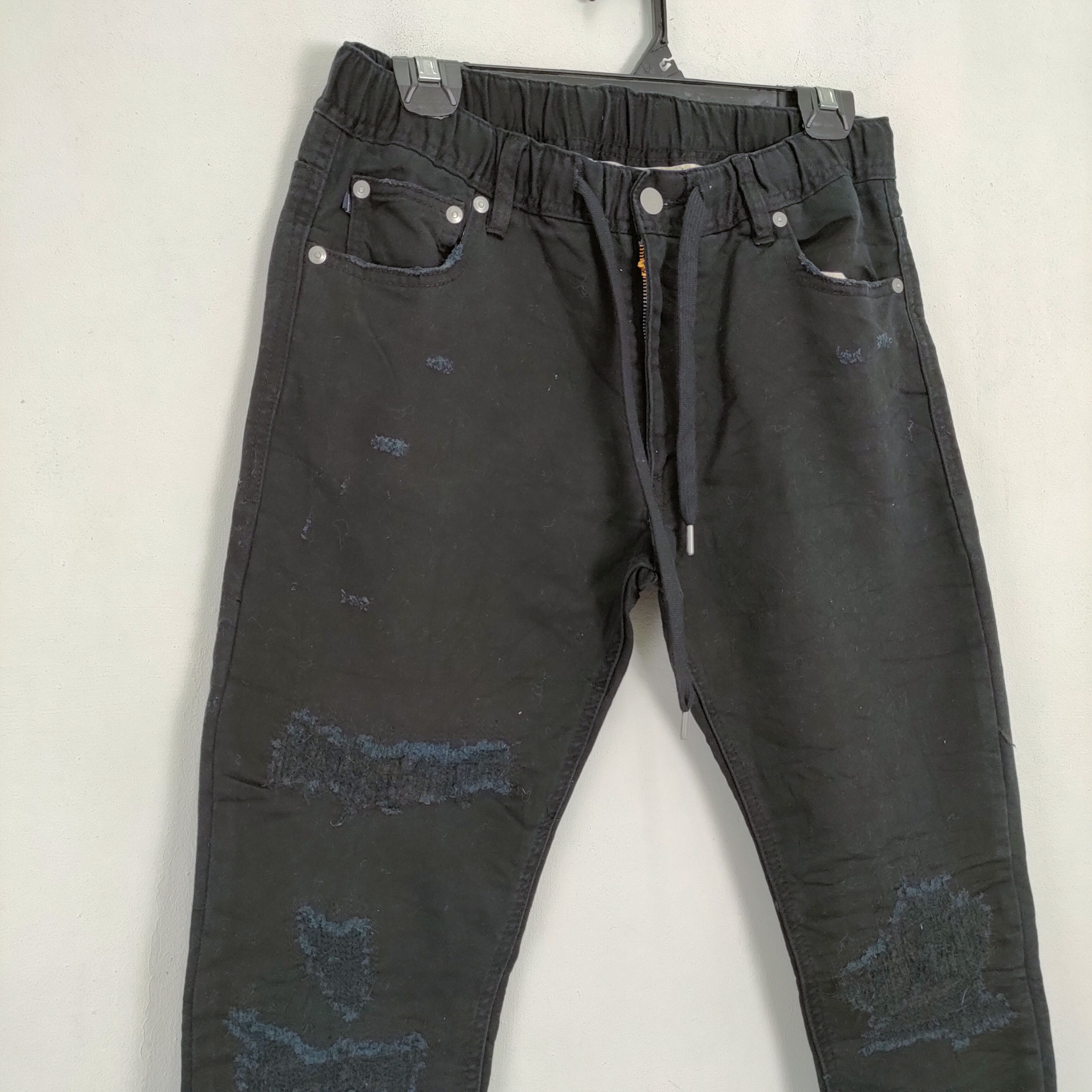 Japanese Brand OBLEKT PATCHWORK BLACK PANTS SKINNY STYLE Size US 28 / EU 44 - 4 Thumbnail