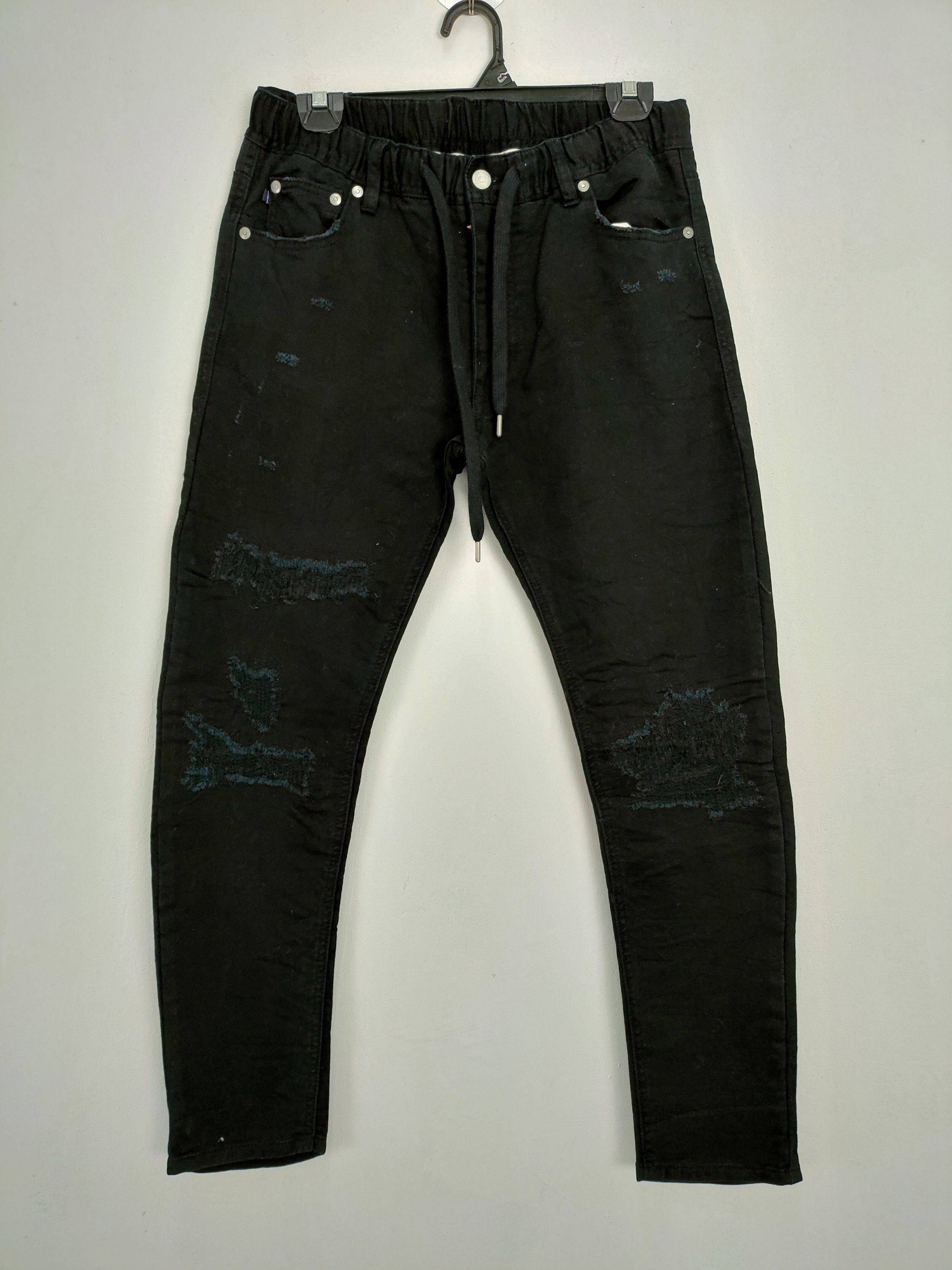OBLEKT PATCHWORK BLACK PANTS SKINNY STYLE