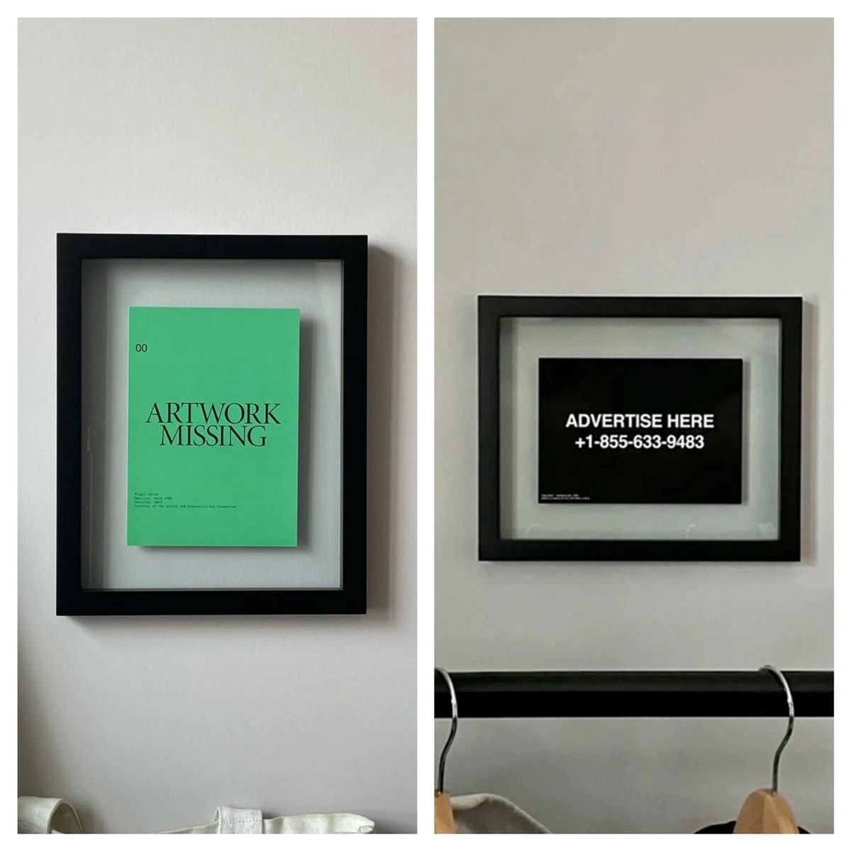 image of Virgil Abloh Set Of 2 - Artwork Missing + Advertise Posters in Black, Men's