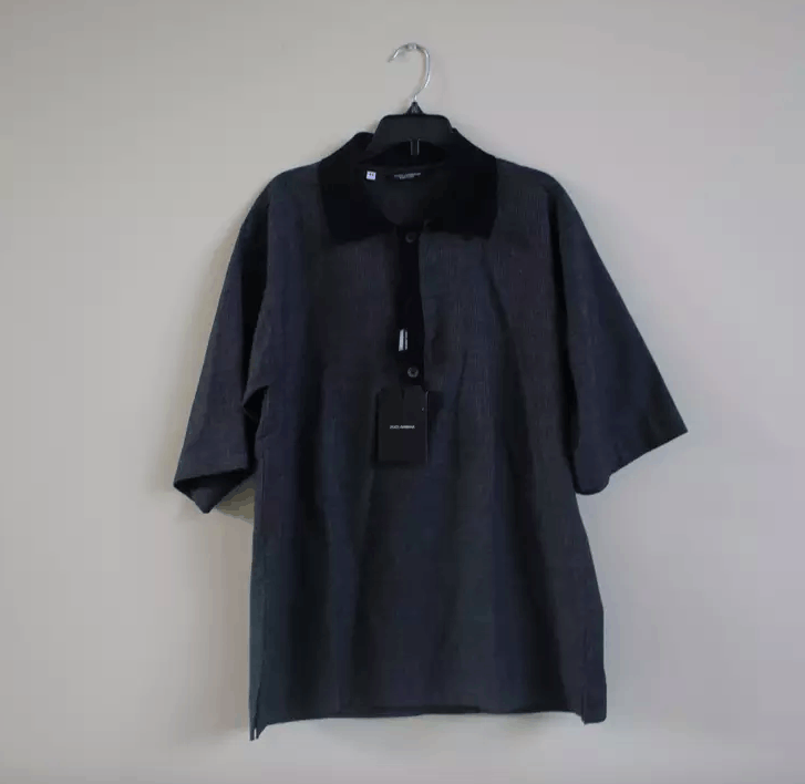 Dolce & Gabbana Oversized Wool Black & Grey Polo Size US M / EU 48-50 / 2 - 1 Thumbnail