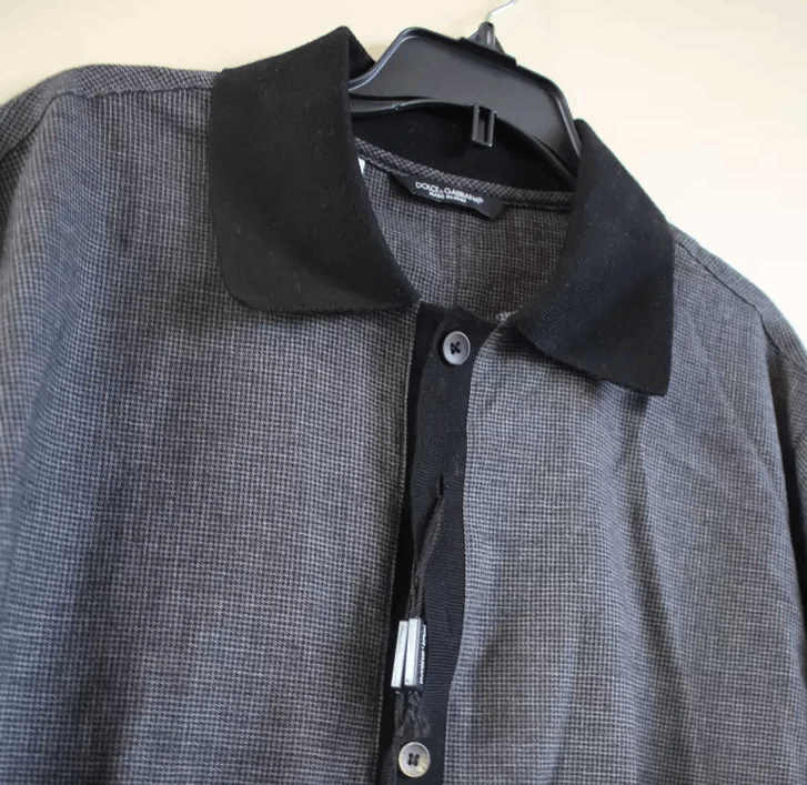 Dolce & Gabbana Oversized Wool Black & Grey Polo Size US M / EU 48-50 / 2 - 4 Thumbnail