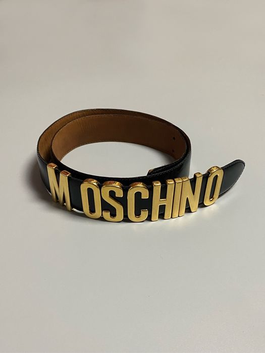 Moschino Moschino leather belt RedWall big gold letters vintage | Grailed