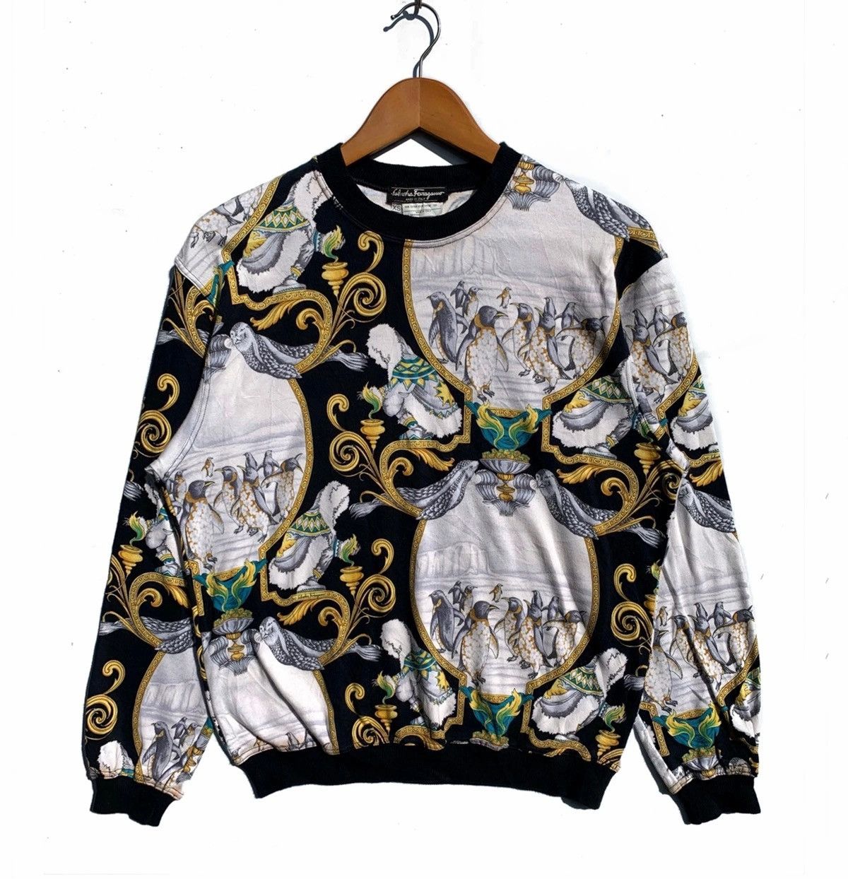 image of Salvatore Ferragamo Animal Kingdom All Over Print Sweatshirt, Men's (Size Small)