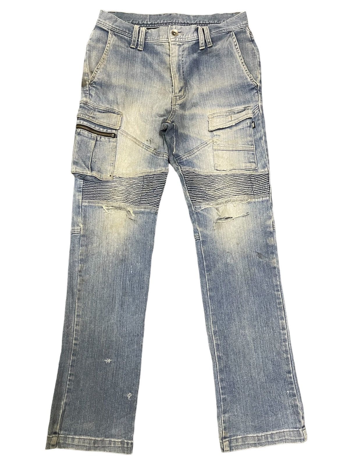 image of Hysteric Glamour Vintage Multipocket Style Cargo Jeans in Blue, Men's (Size 30)