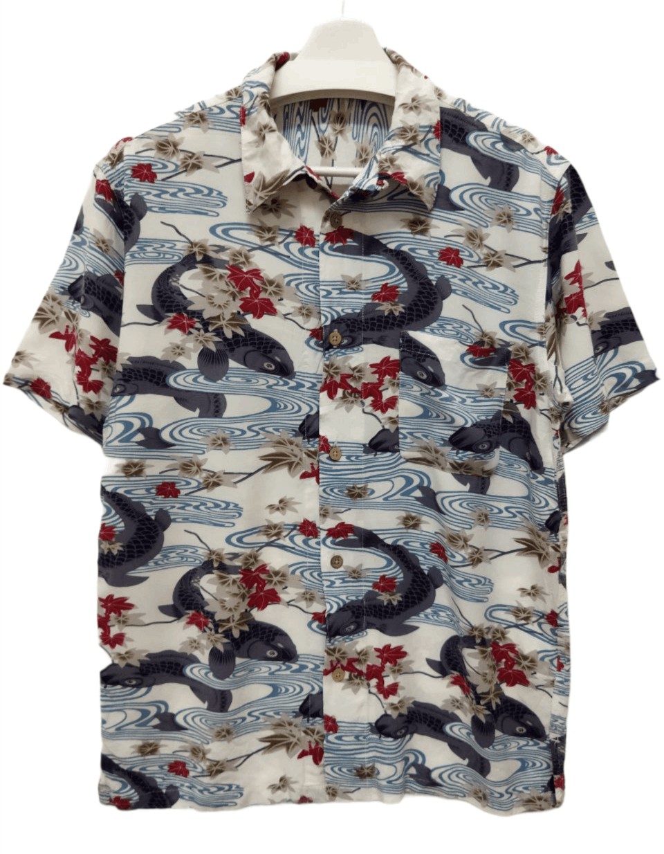 image of Hawaiian Shirt Rayon Koi Fish Design, Men's (Size XL)