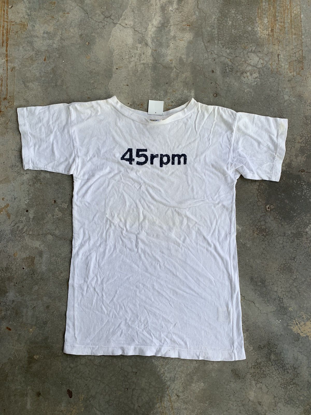 image of 45Rpm x R Vintage Japanesebrand 45 Rpm Spellout Tshirt in White, Men's (Size Small)