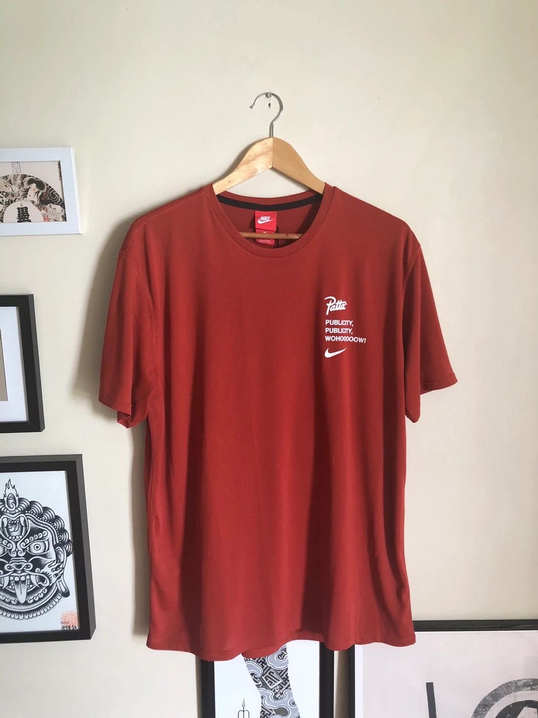 image of Nike x Patta Sport Publicity Slogan Jersey T-Shirt in Brick Red, Men's (Size XL)