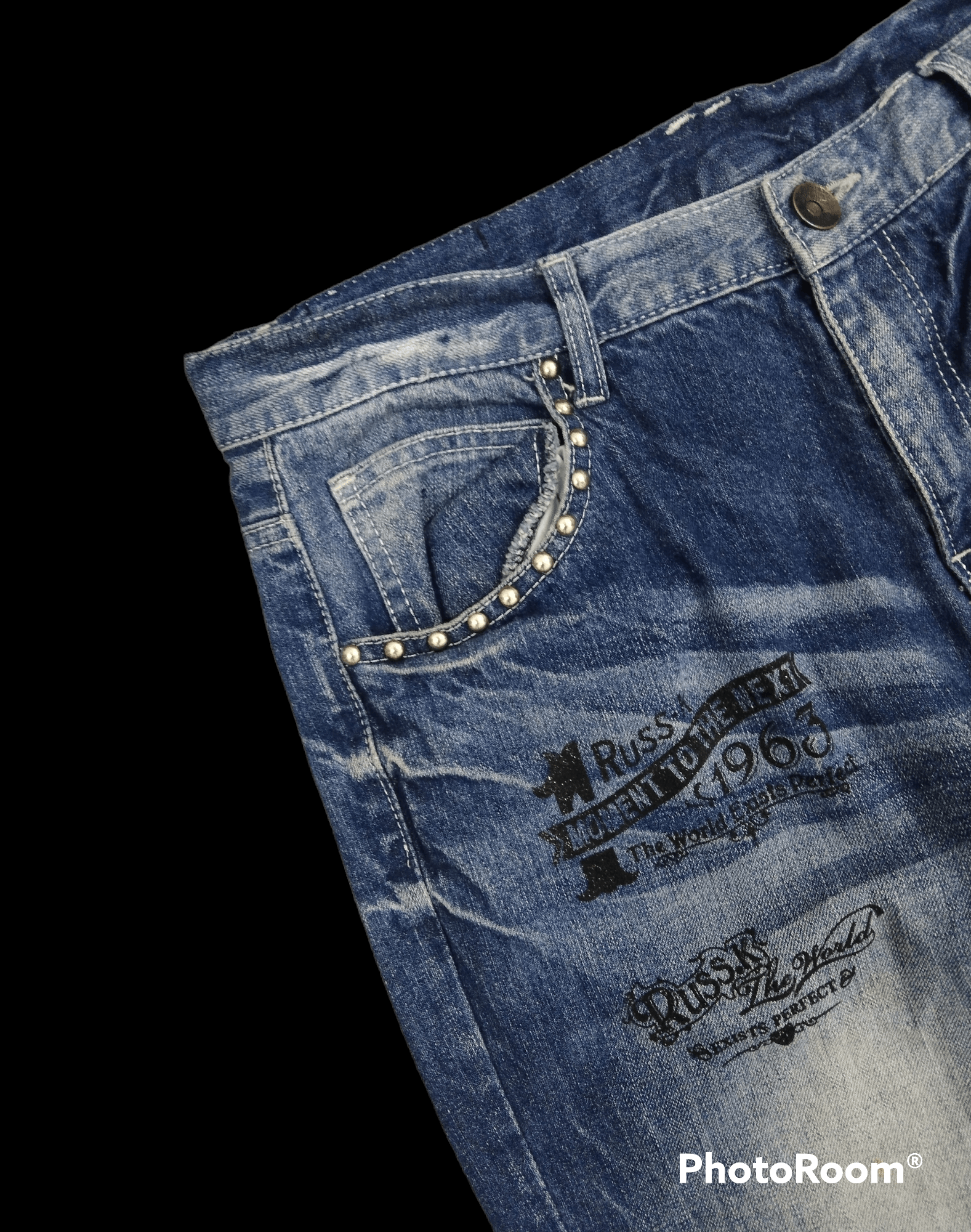 Japanese Brand WASHED BLUE STUDDED RUSS Size US 32 / EU 48 - 5 Thumbnail