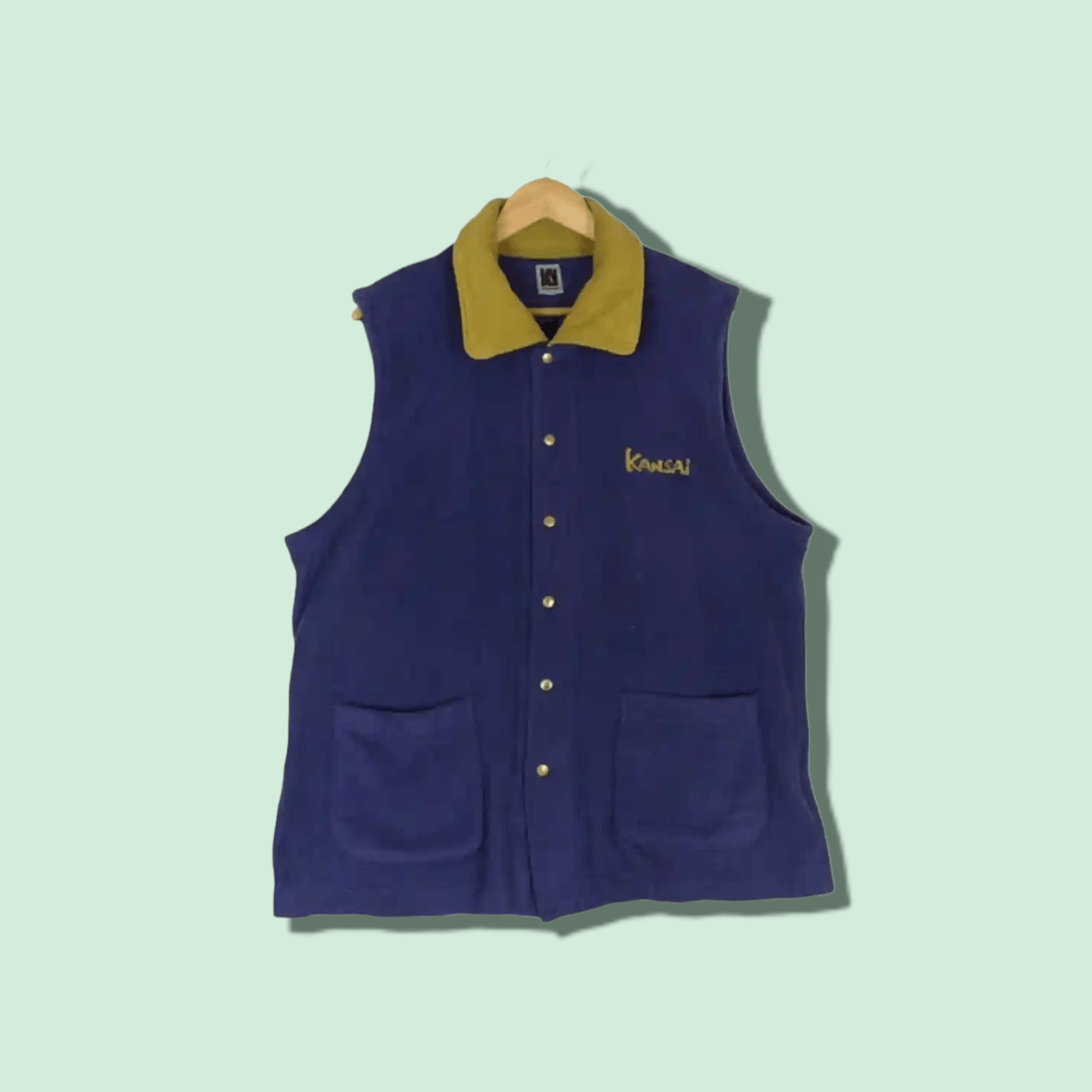 image of Kansai Yamamoto Kansai Man Japan Fleece Vest in Blue Purple, Men's (Size Large)