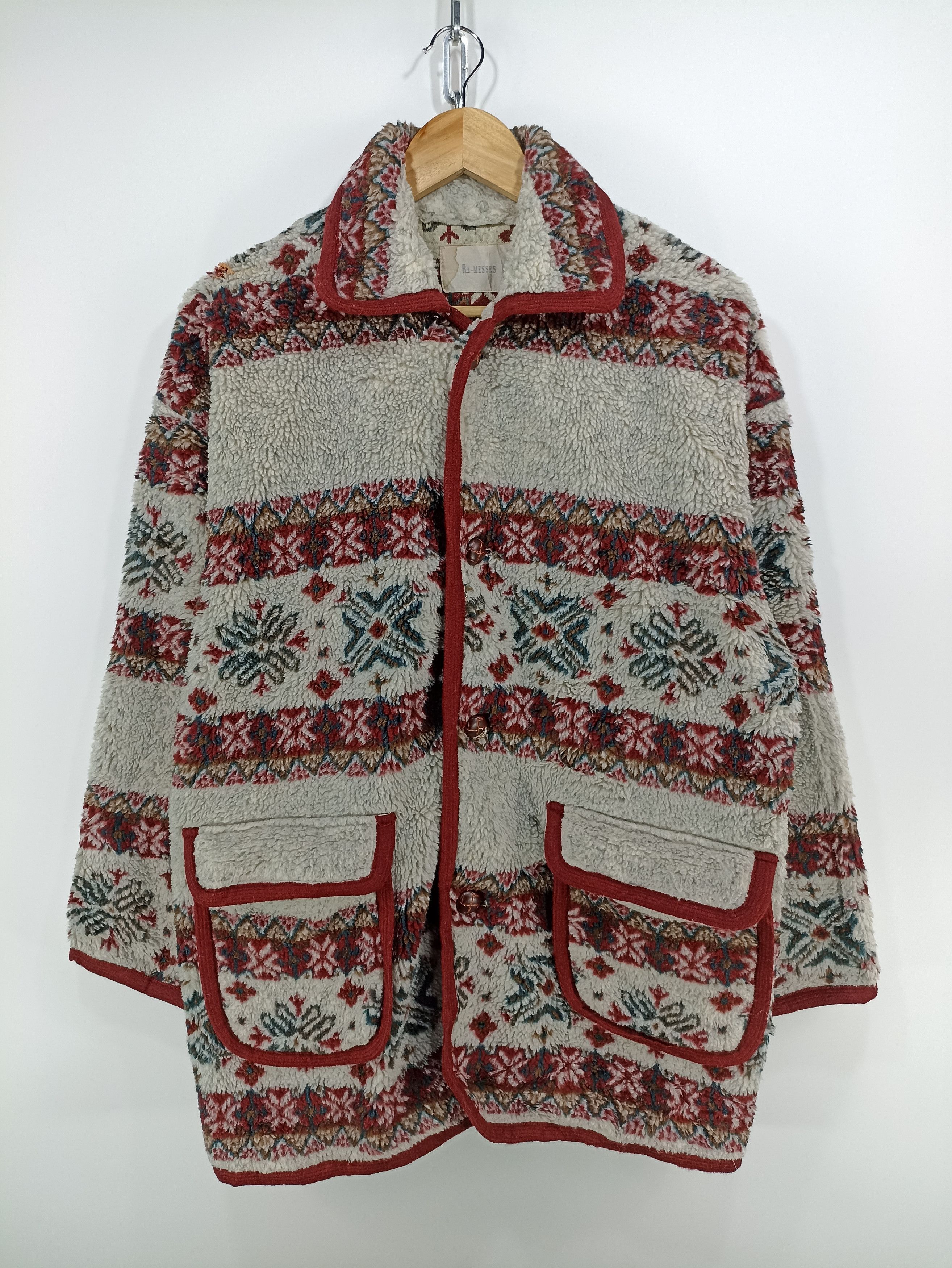 Japanese Brand × Vintage Vintage Ra Messes Sherpa Fleece Printed Jacket Size US M / EU 48-50 / 2 - 1 Thumbnail
