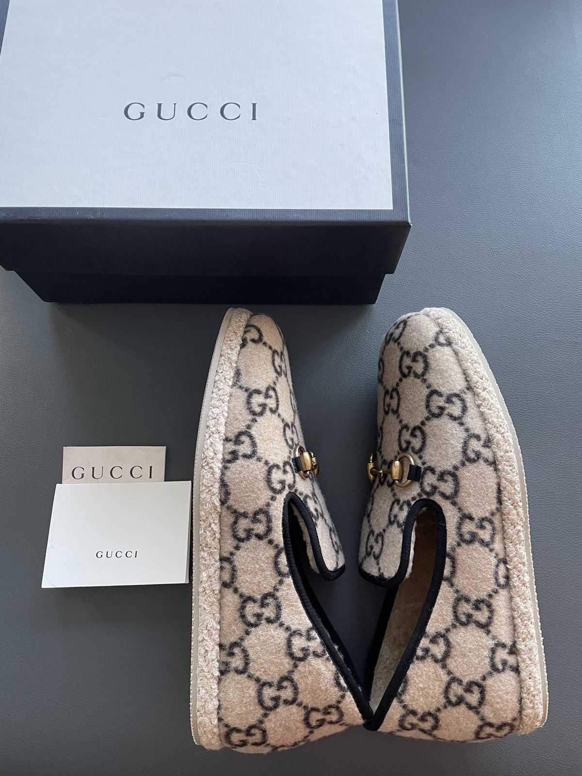 Gucci Limited Edition Rare 100% New GG Logo Shearling Loafer Shoes Size US 9.5 / EU 42-43 - 2 Thumbnail