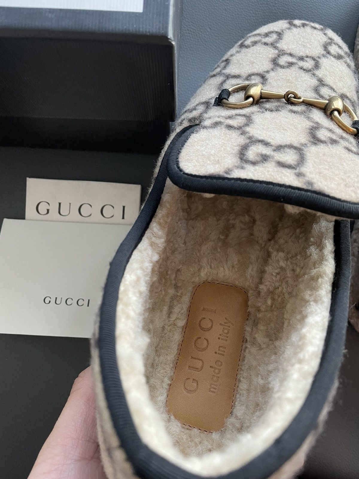 Gucci Limited Edition Rare 100% New GG Logo Shearling Loafer Shoes Size US 9.5 / EU 42-43 - 7 Thumbnail