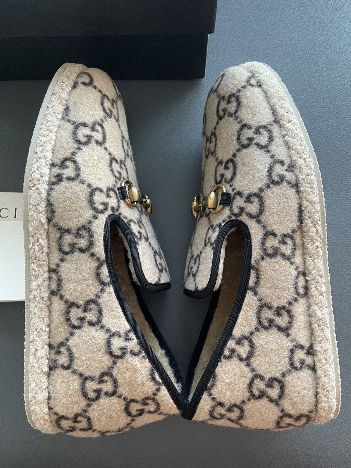 Gucci Limited Edition Rare 100% New GG Logo Shearling Loafer Shoes Size US 9.5 / EU 42-43 - 21 Thumbnail