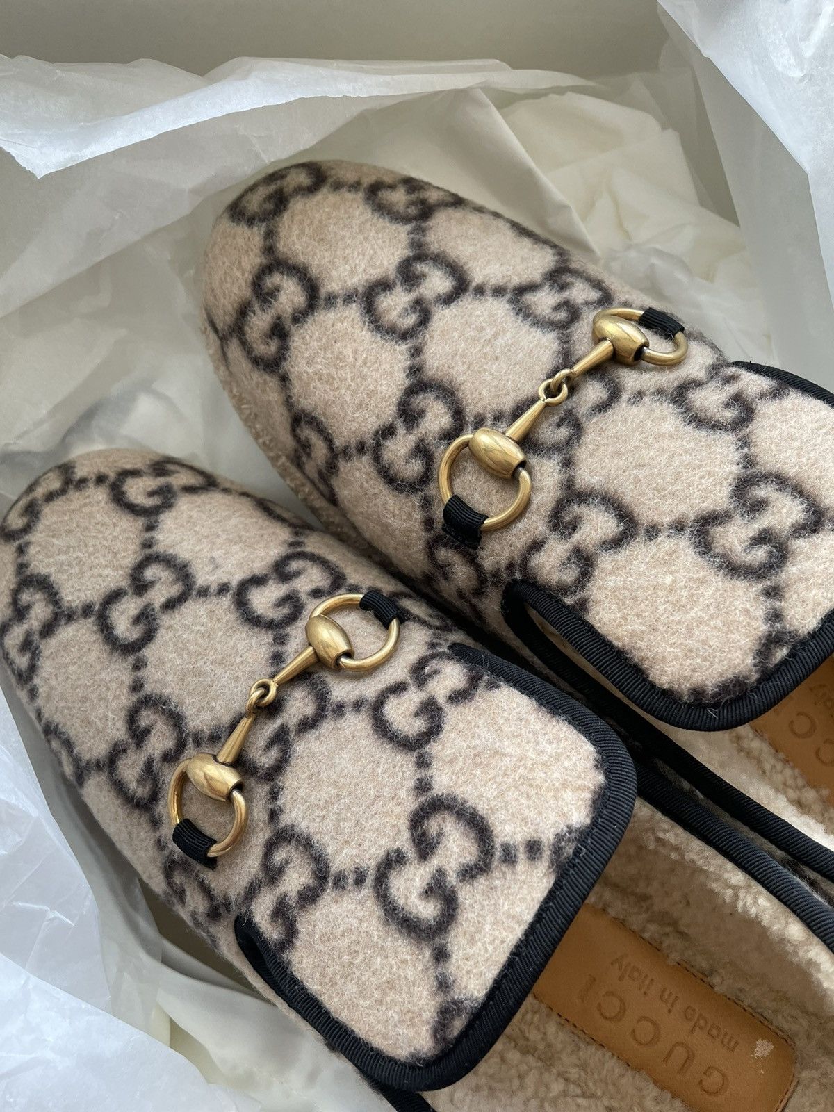 Gucci Limited Edition Rare 100% New GG Logo Shearling Loafer Shoes Size US 9.5 / EU 42-43 - 9 Thumbnail