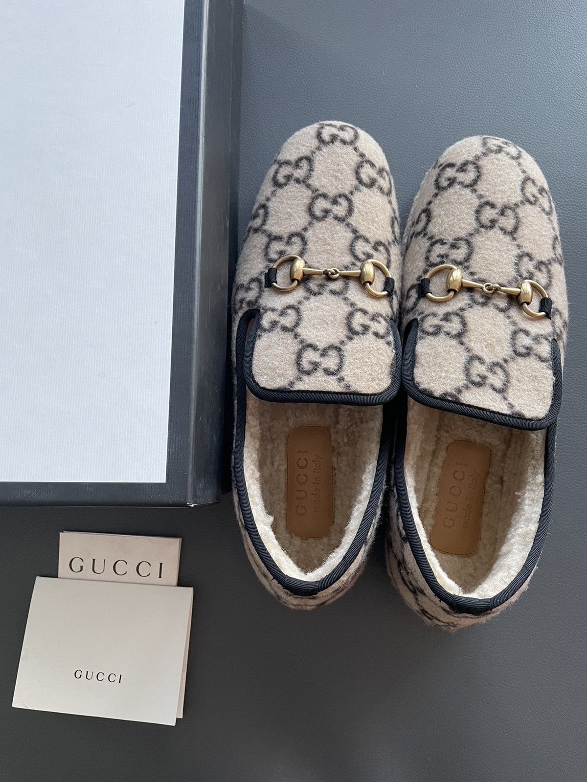 Gucci Limited Edition Rare 100% New GG Logo Shearling Loafer Shoes ...