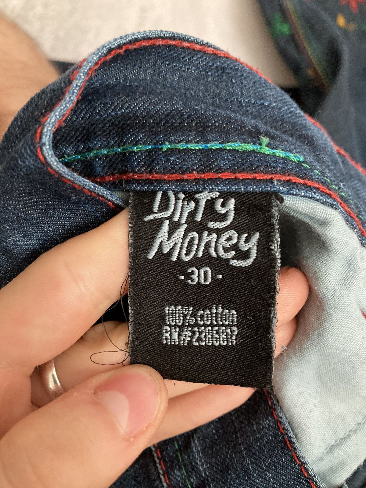 Other Vintage RARE Dirty Money Kush Denim Jeans Embroidered 90s Size US 30 / EU 46 - 10 Thumbnail