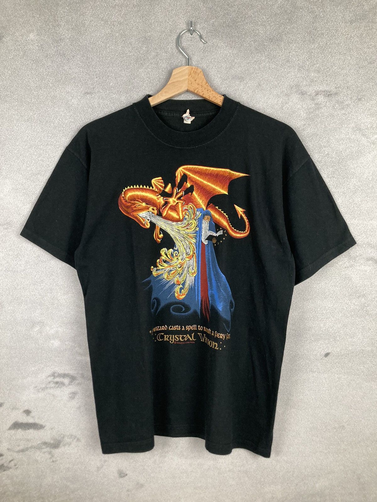 Band Tees Vintage 90s Merlin The Wizzard Crystal Vision Graphic Faded Size US M / EU 48-50 / 2 - 1 Thumbnail