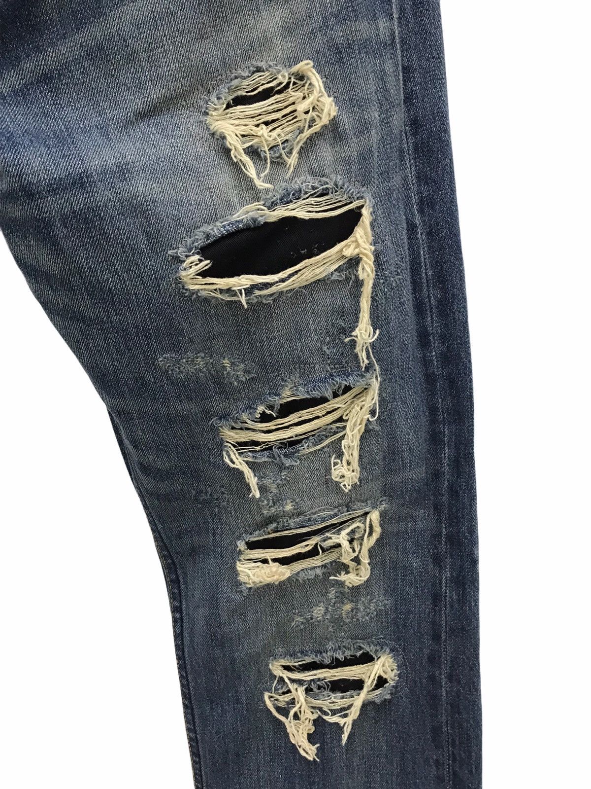 Japanese Brand Stooge & Co Japan Destroyed Design Denim Jeans Size US 31 - 3 Thumbnail