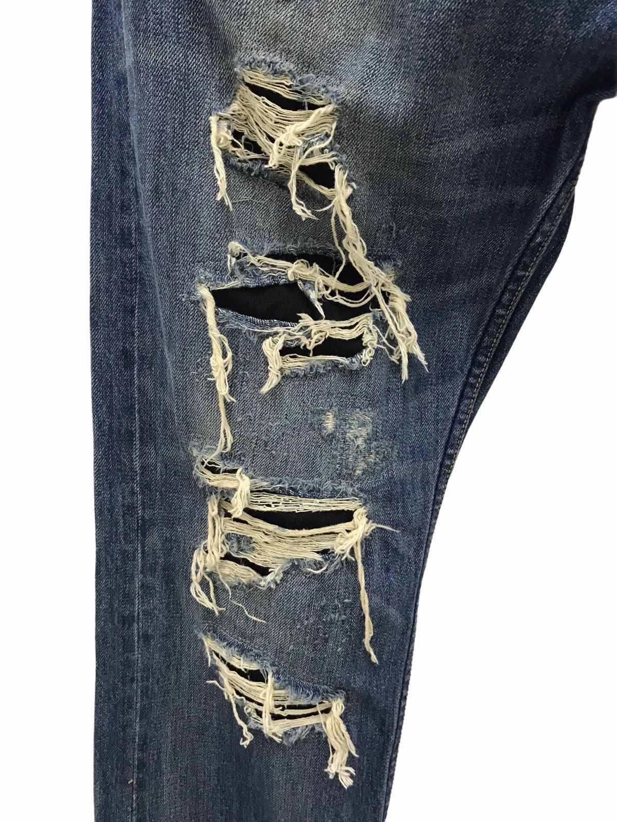 Japanese Brand Stooge & Co Japan Destroyed Design Denim Jeans Size US 31 - 2 Thumbnail