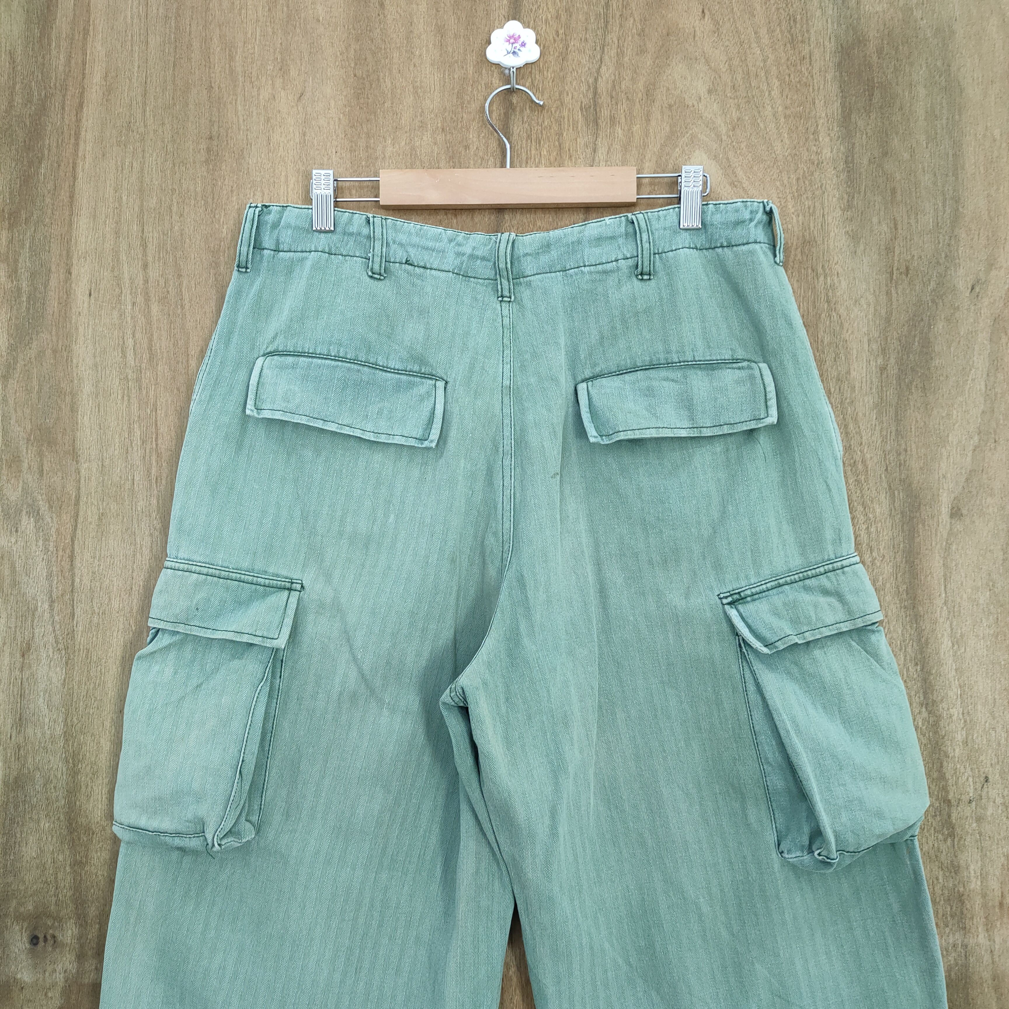 Japanese Brand VINTAGE FUMETS FADED GREEN CARGO PANTS Size US 34 / EU 50 - 8 Thumbnail