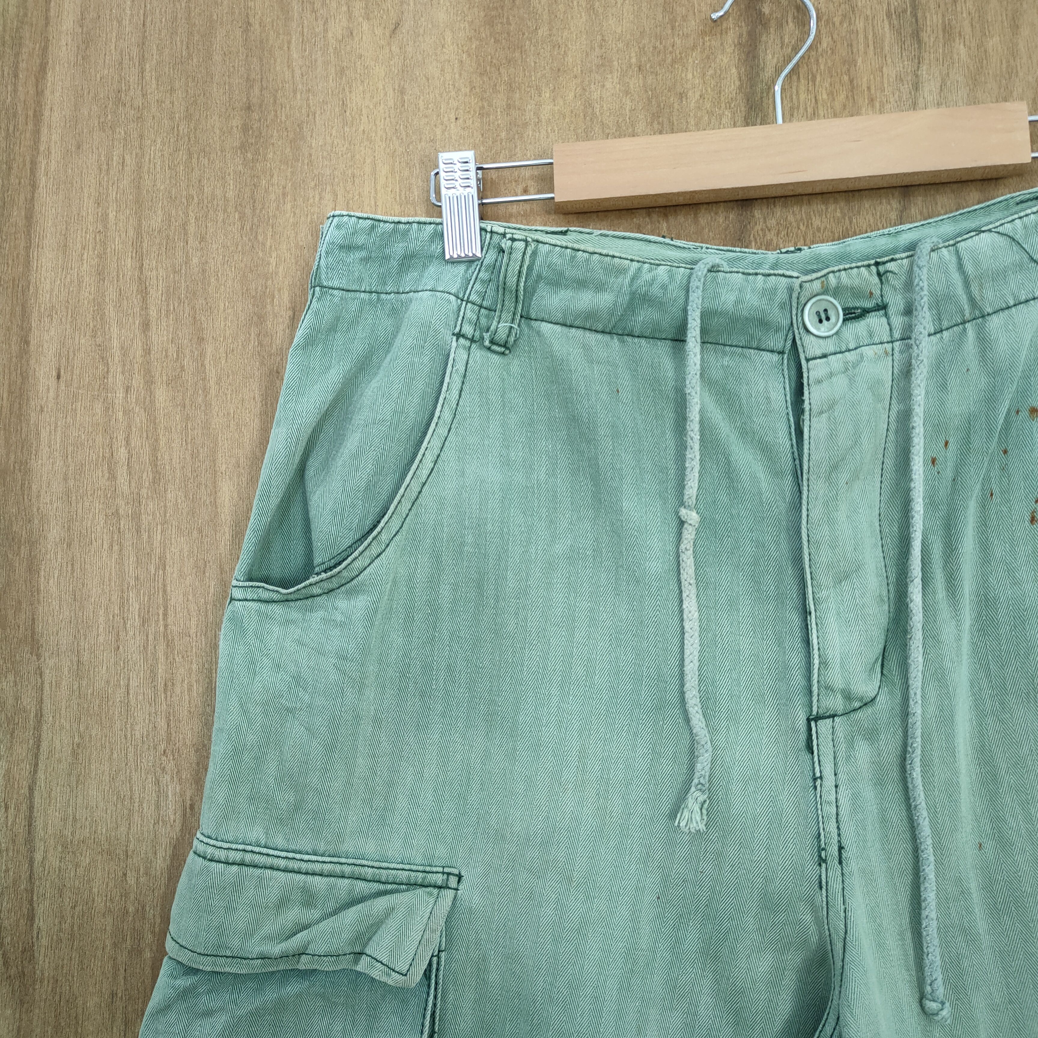 Japanese Brand VINTAGE FUMETS FADED GREEN CARGO PANTS Size US 34 / EU 50 - 5 Thumbnail