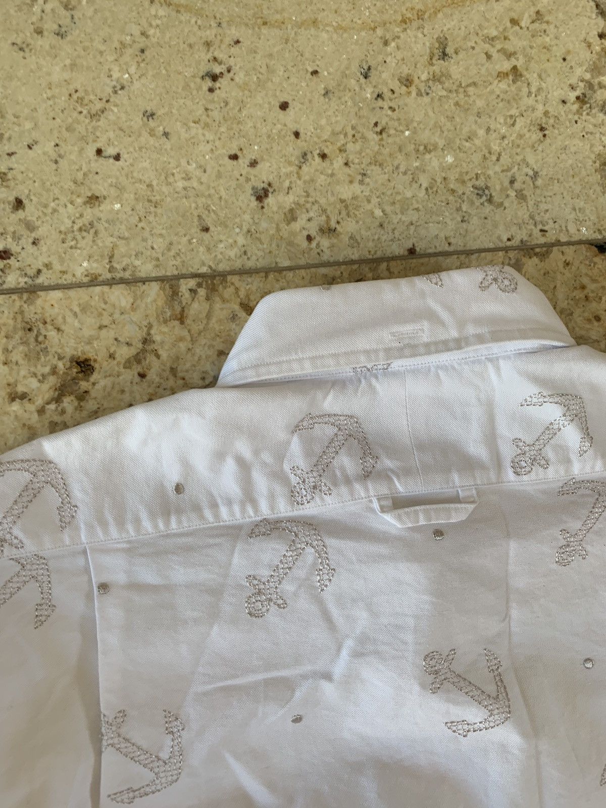 Thom Browne Anchor Embroidered Button Up in White Size US S / EU 44-46 / 1 - 14 Thumbnail