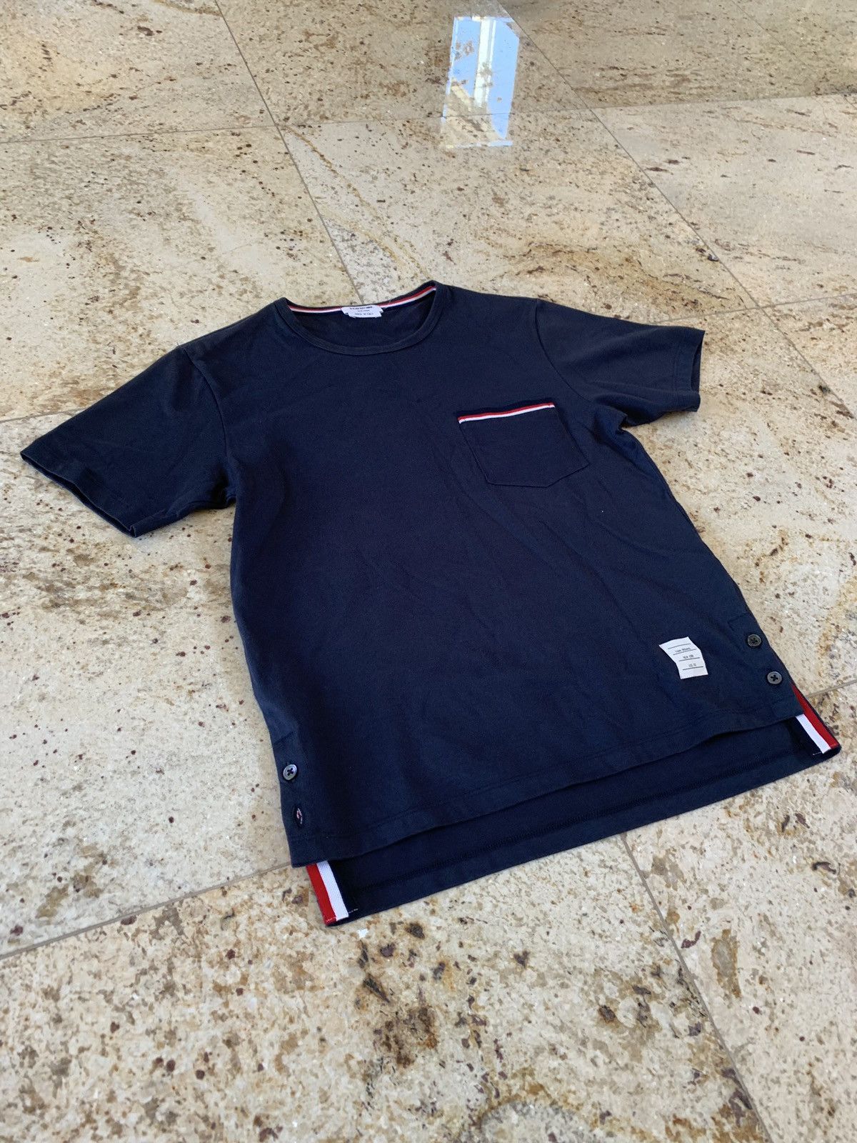 Thom Browne Logo Trim Classic Pocket Tee Size US XXS / EU 40 - 4 Thumbnail