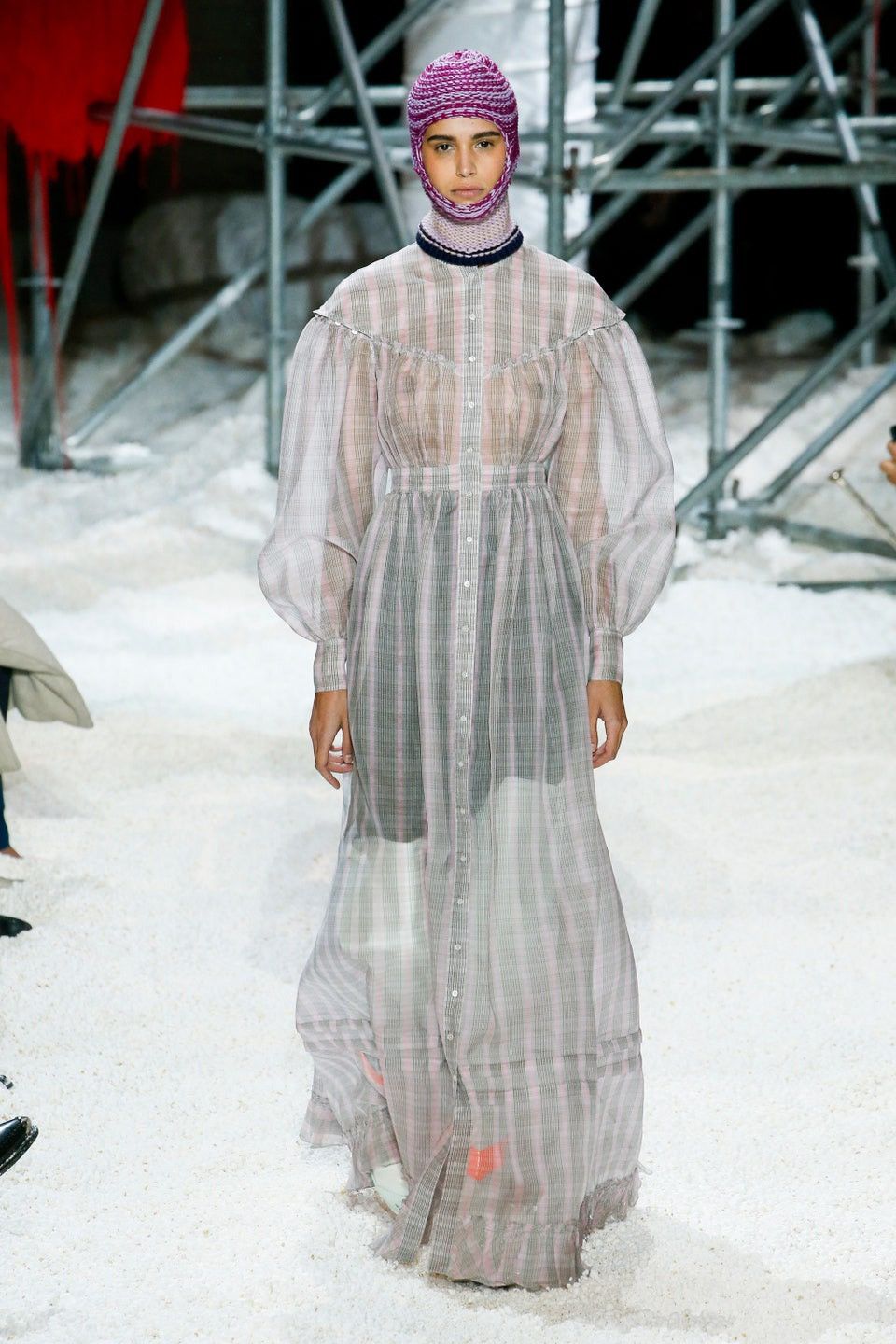 image of Calvin Klein 205W39Nyc x Raf Simons By Raf Simons Fall 2018 Runway Maxi Dress in Grey, Women's (Siz