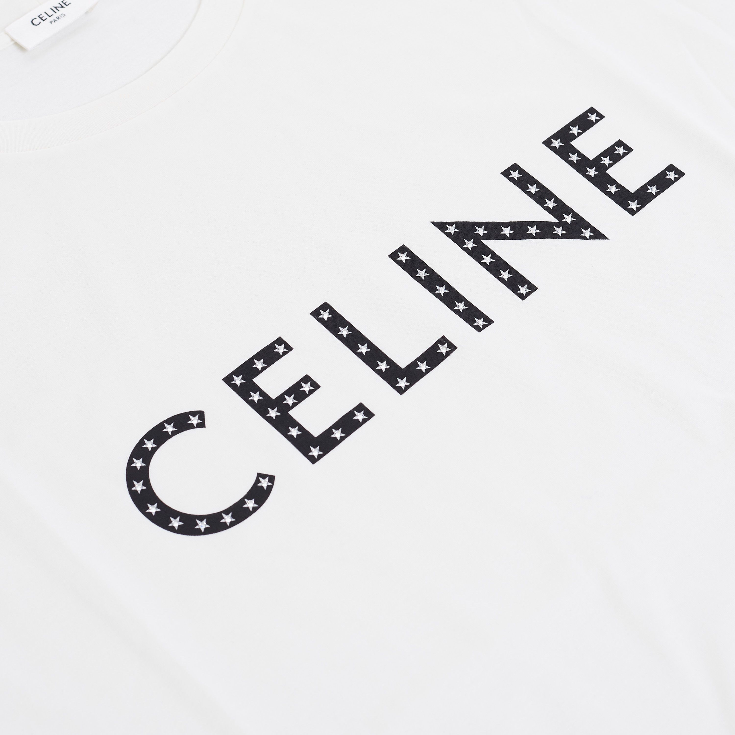 Celine T-Shirt w/ Rhinestone-Studded Logo Print Size US XL / EU 56 / 4 - 9 Thumbnail