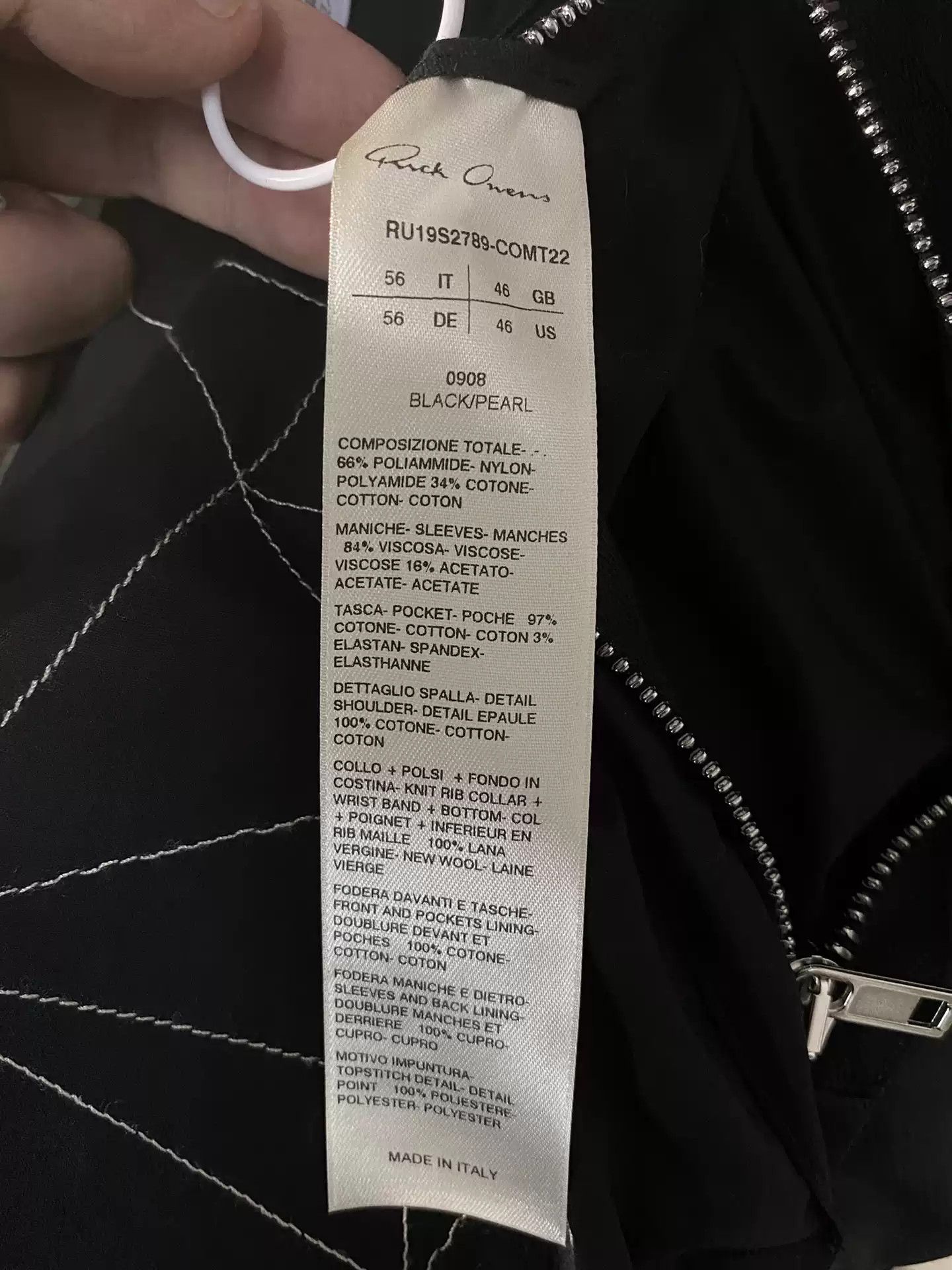 Rick Owens ma1 black/pearl jacket decorated with fringe and rivet Size US XL / EU 56 / 4 - 4 Thumbnail