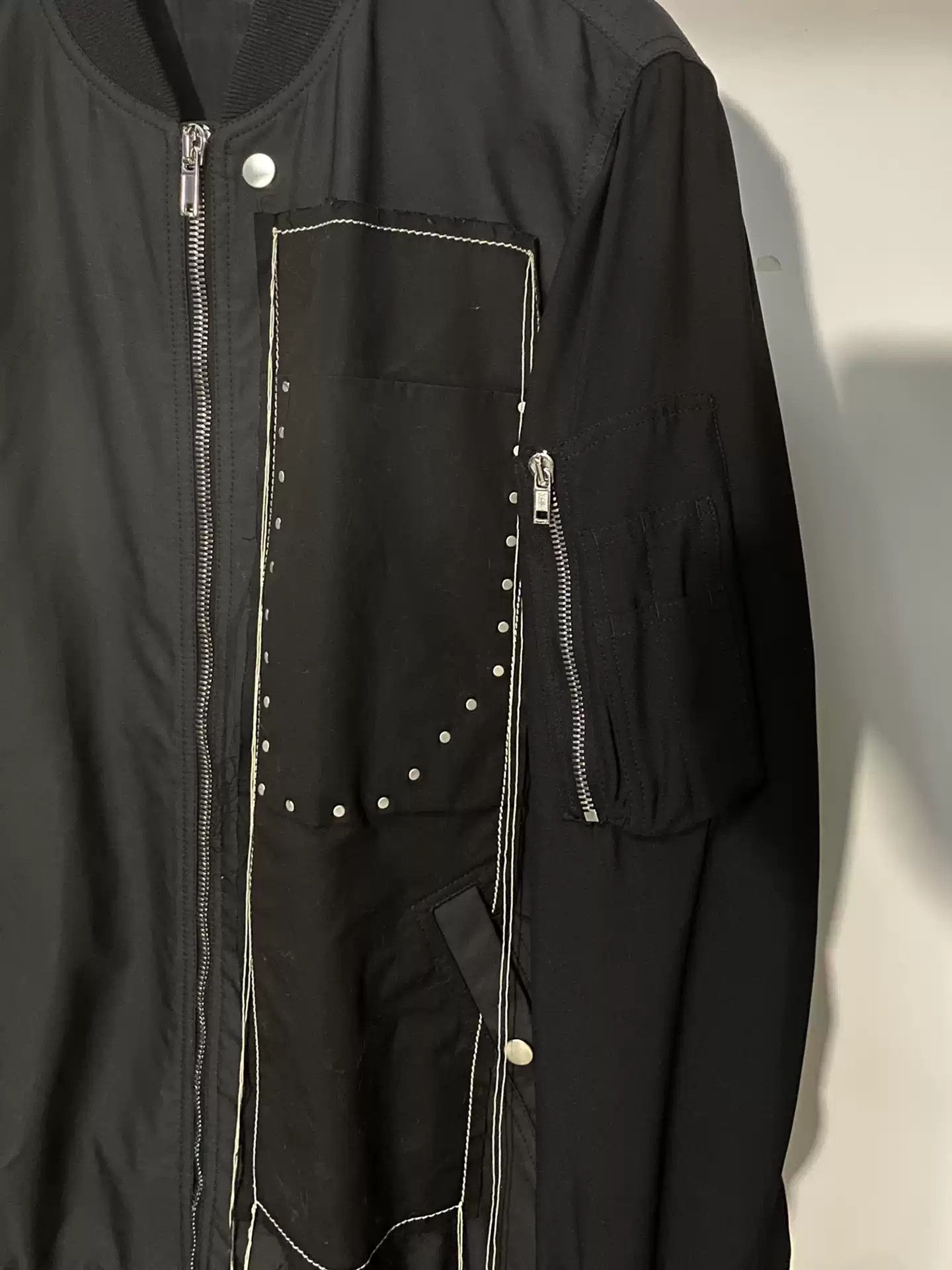 Rick Owens ma1 black/pearl jacket decorated with fringe and rivet Size US XL / EU 56 / 4 - 3 Thumbnail