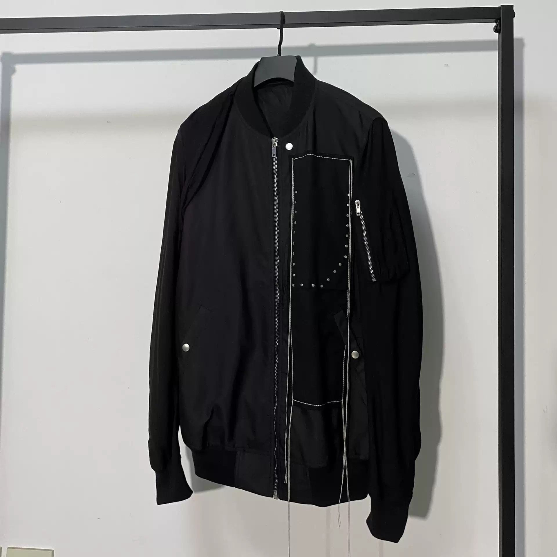 Rick Owens ma1 black/pearl jacket decorated with fringe and rivet Size US XL / EU 56 / 4 - 1 Thumbnail