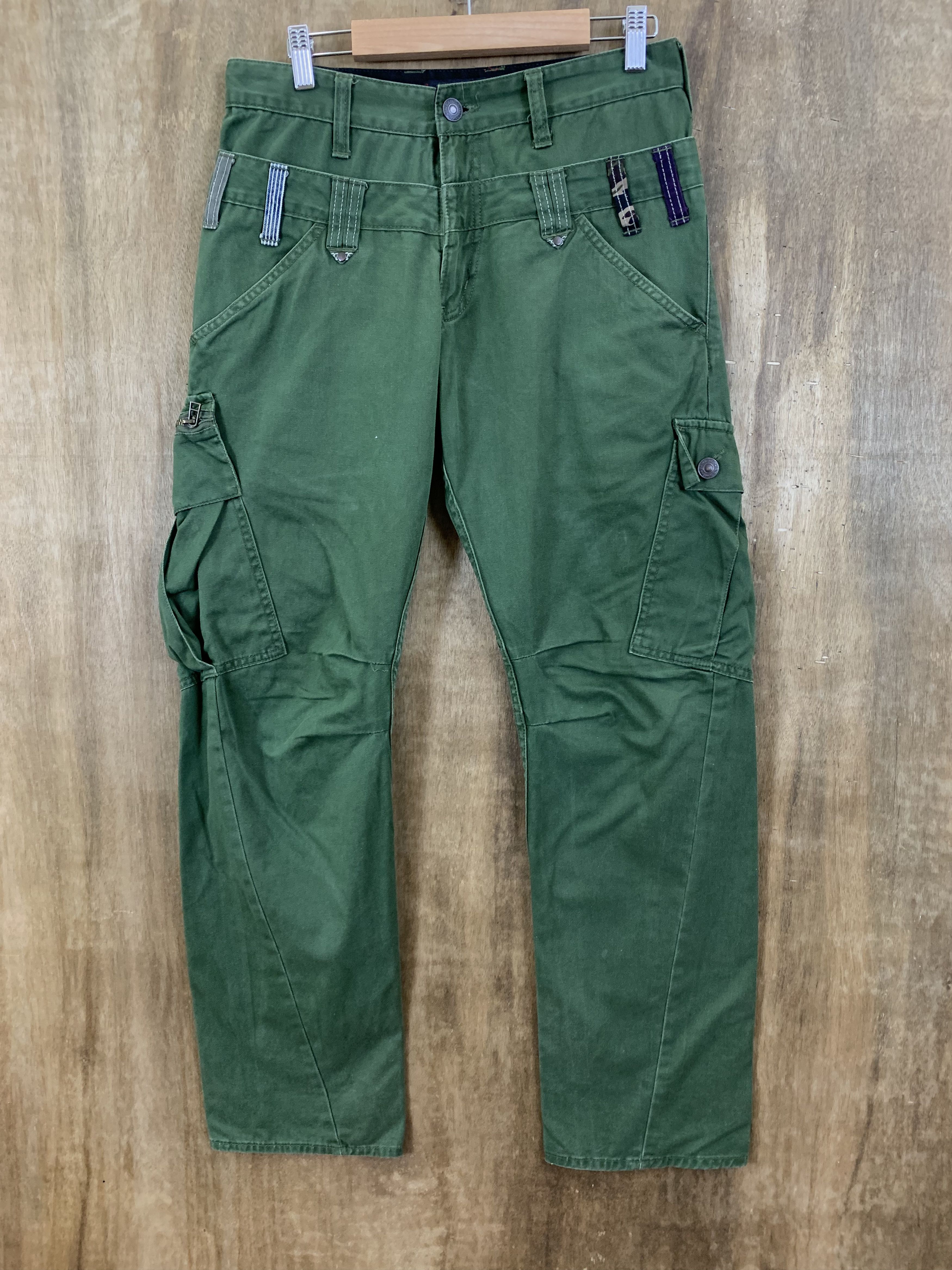 image of If Six Was Nine x Seditionaries Cargo Pants Dominate Double Waist Multipocket Dark Green (Size 28)