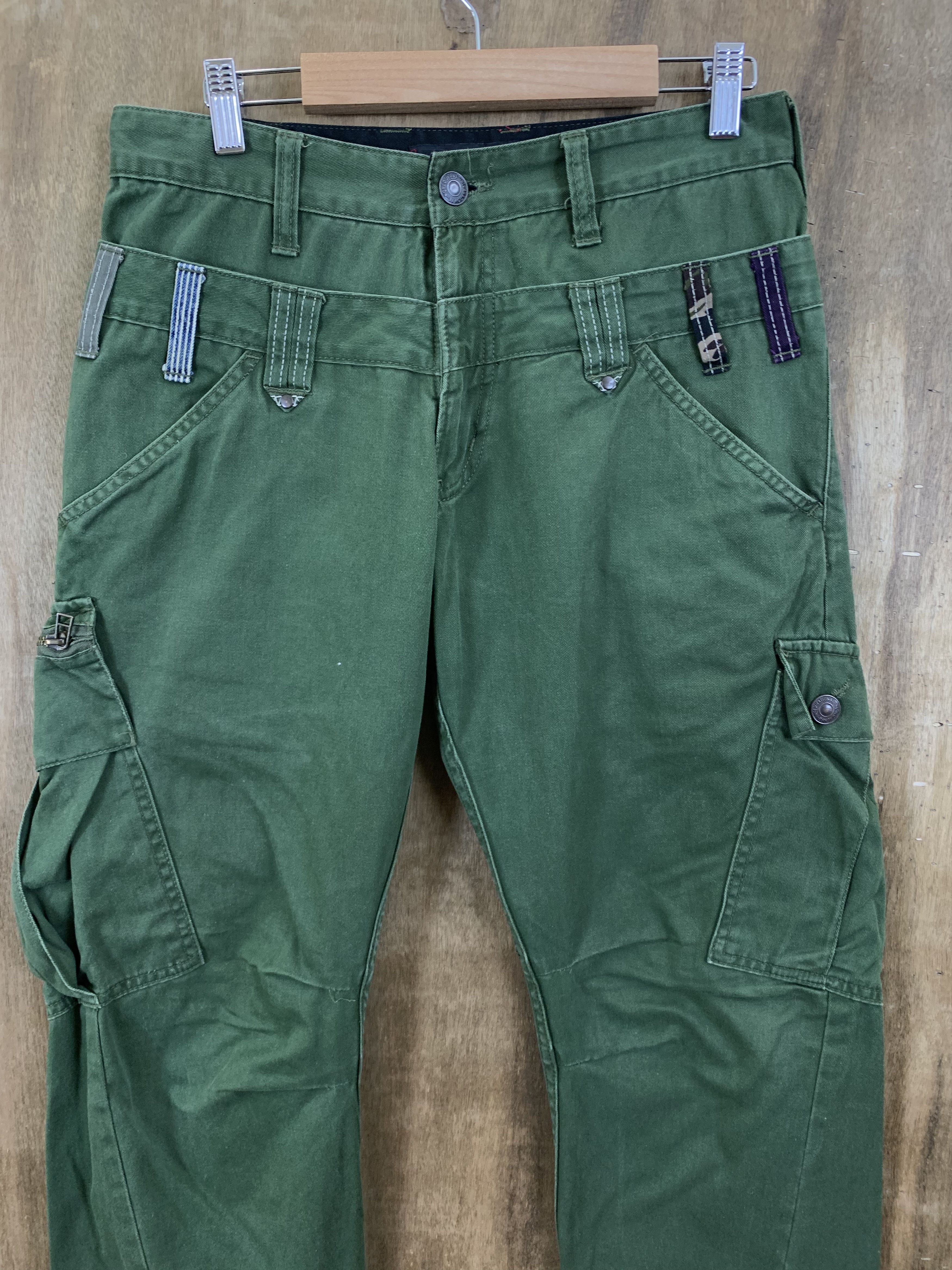 Japanese Brand Cargo Pants Dominate Double Waist Multipocket Dark Green Size US 28 / EU 44 - 3 Thumbnail