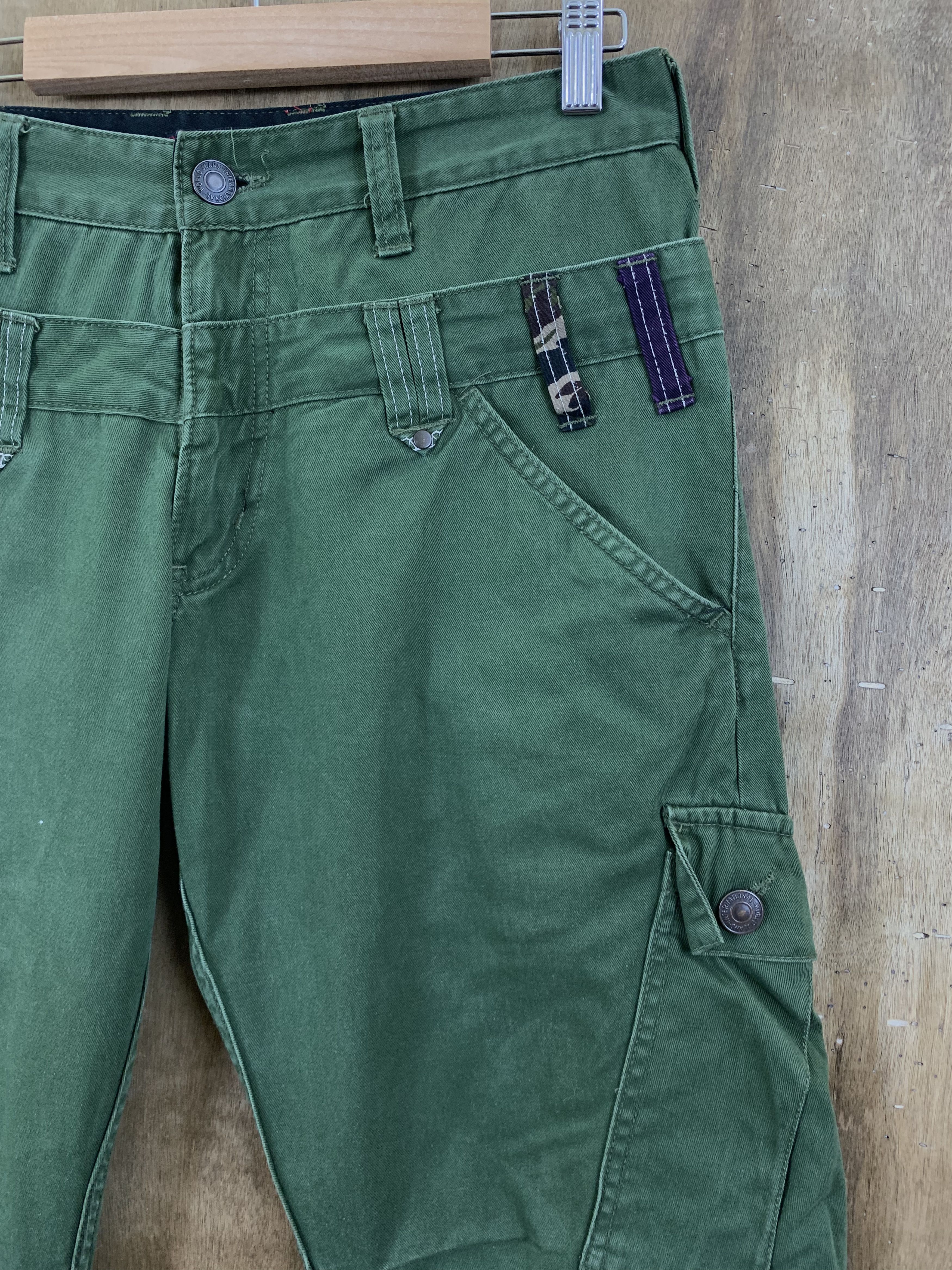 Japanese Brand Cargo Pants Dominate Double Waist Multipocket Dark Green Size US 28 / EU 44 - 5 Thumbnail