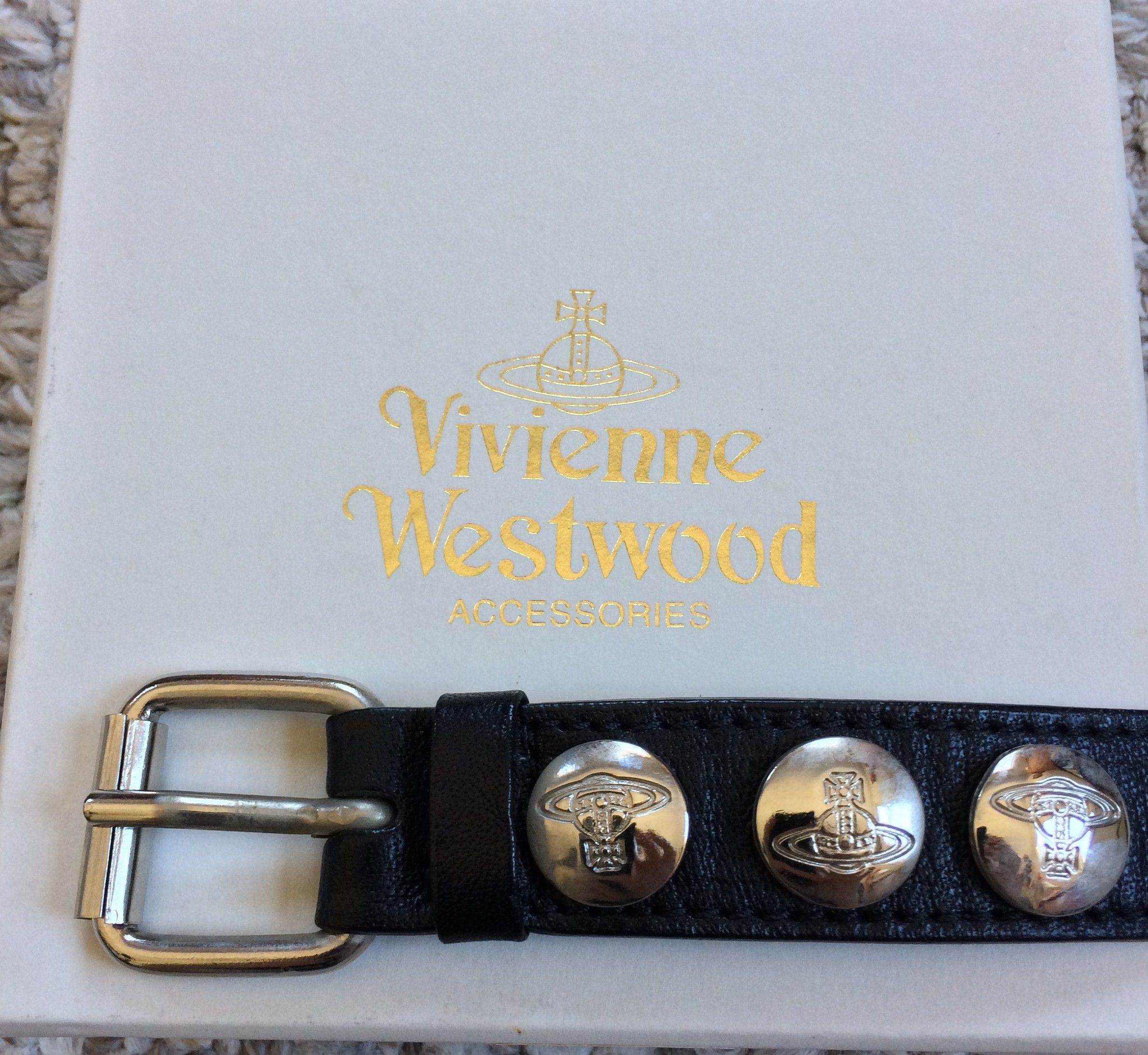 Vivienne Westwood S/S 2003 Vivenne Westwood Studded Leather Orb Bracelet +box Size ONE SIZE - 2 Thumbnail