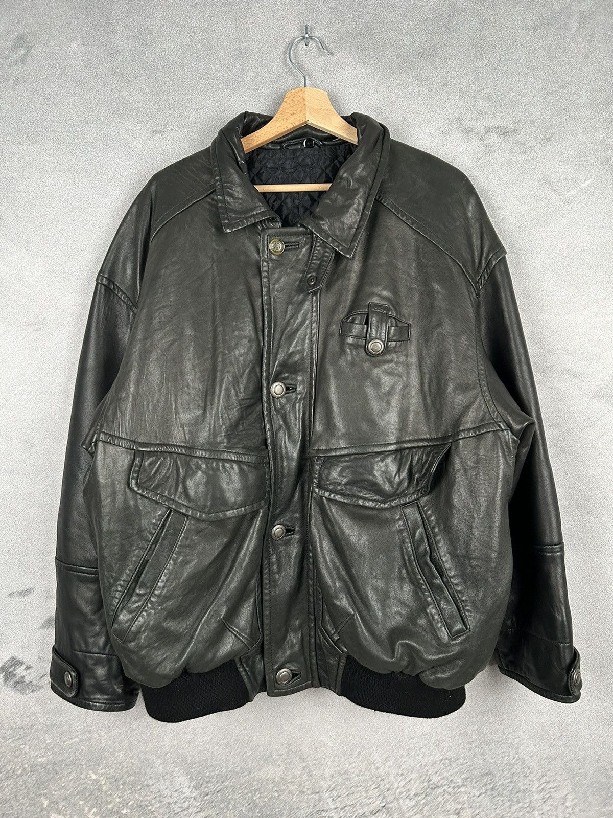 image of Genuine Leather x Leather Jacket Vintage Genuine Lamb Leather Jacket 90's Black Retro (Size 2XL)