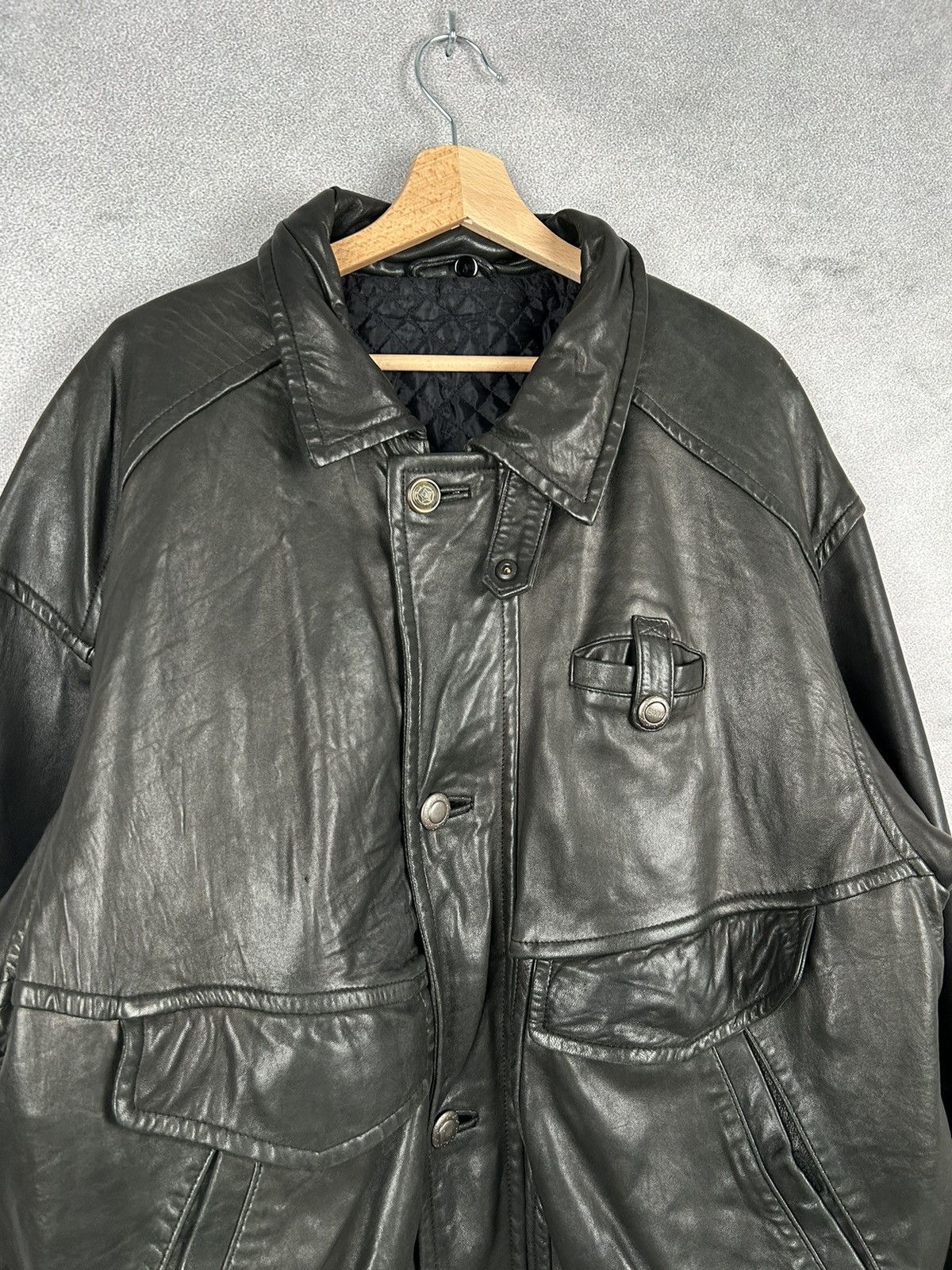Genuine Leather Vintage Genuine Lamb Leather Jacket 90s Black Retro Size US XXL / EU 58 / 5 - 3 Thumbnail